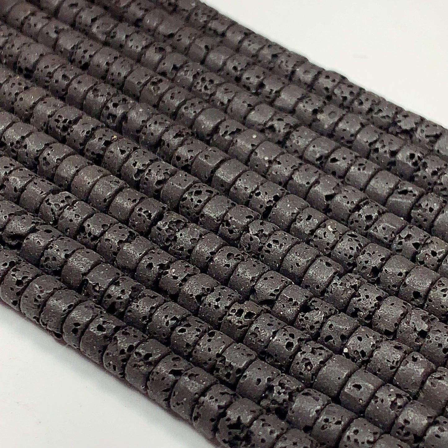 2x4mm Natural Black Volcanic Rock Lava Stone Heishi Disc Beads 15" Strand