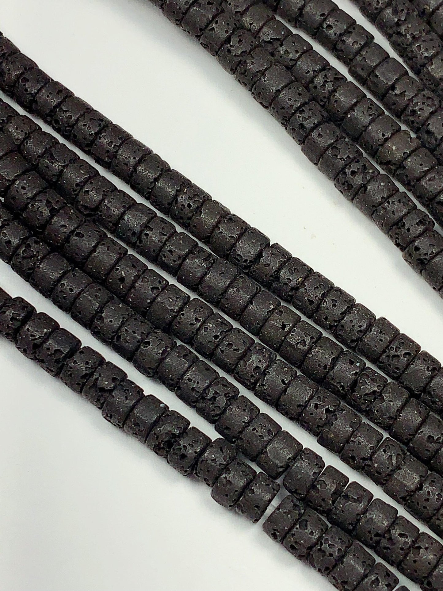 2x4mm Natural Black Volcanic Rock Lava Stone Heishi Disc Beads 15" Strand