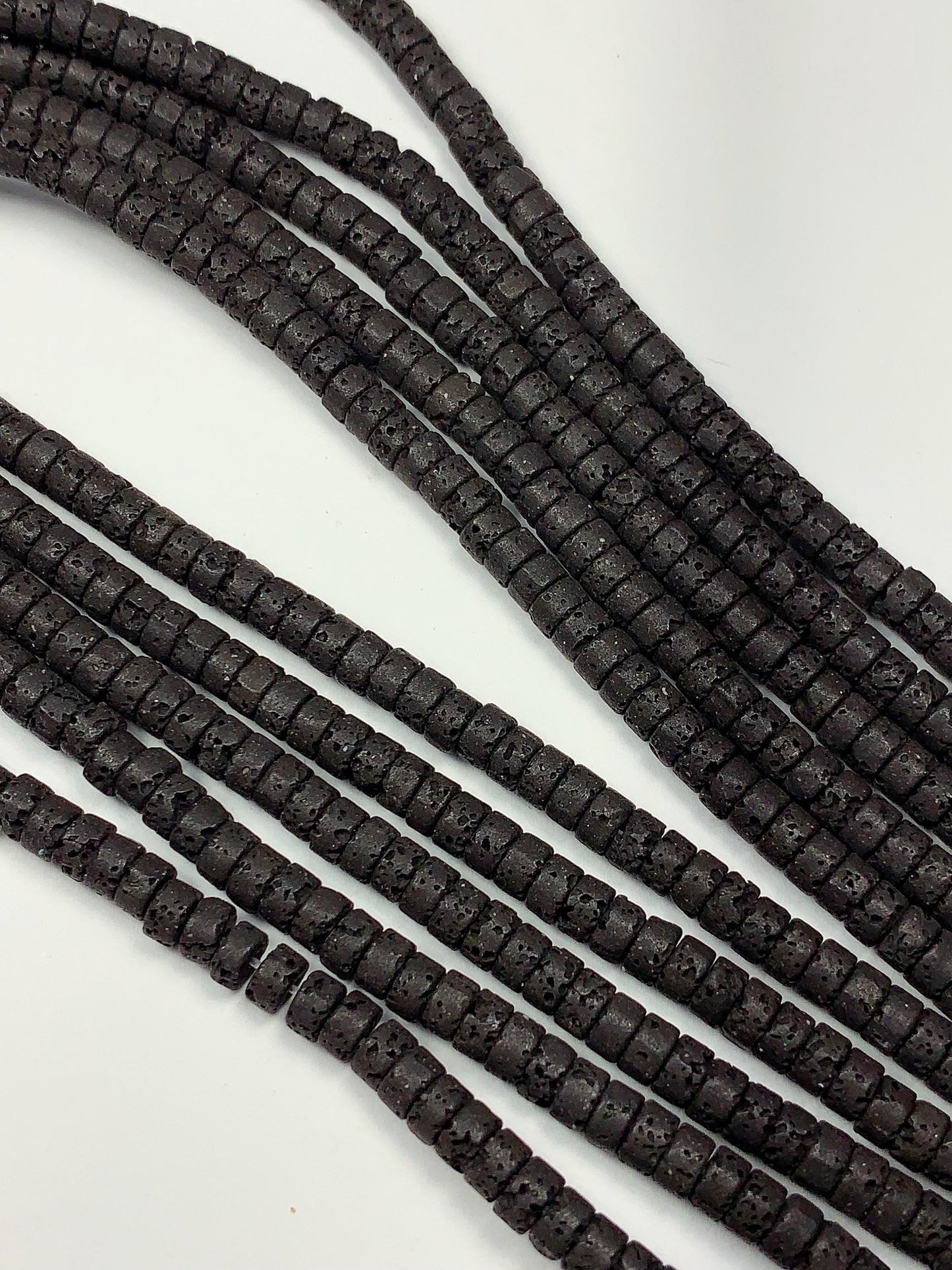 2x4mm Natural Black Volcanic Rock Lava Stone Heishi Disc Beads 15" Strand