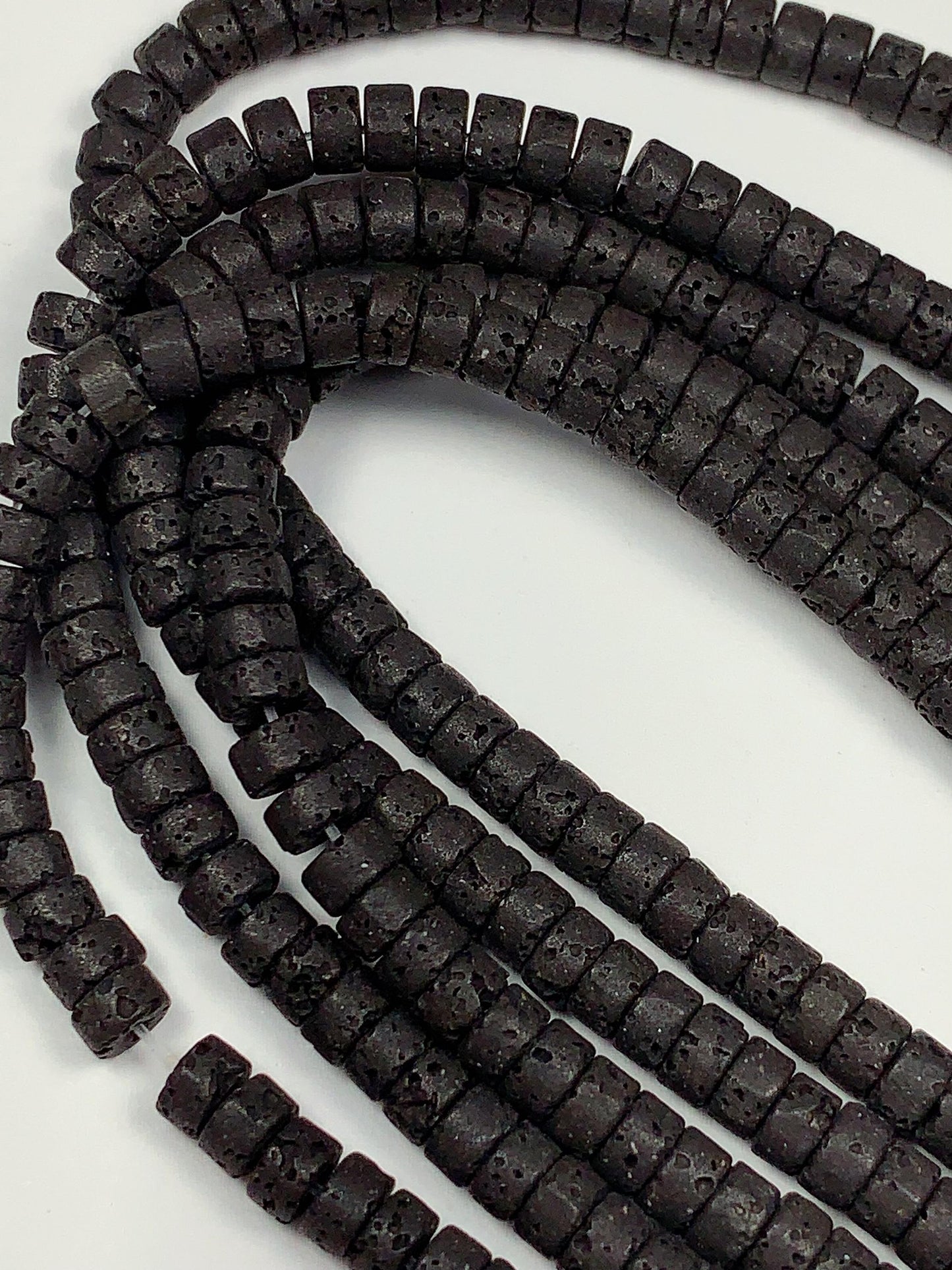 2x4mm Natural Black Volcanic Rock Lava Stone Heishi Disc Beads 15" Strand