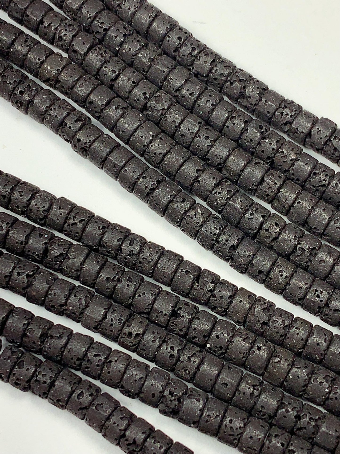 2x4mm Natural Black Volcanic Rock Lava Stone Heishi Disc Beads 15" Strand