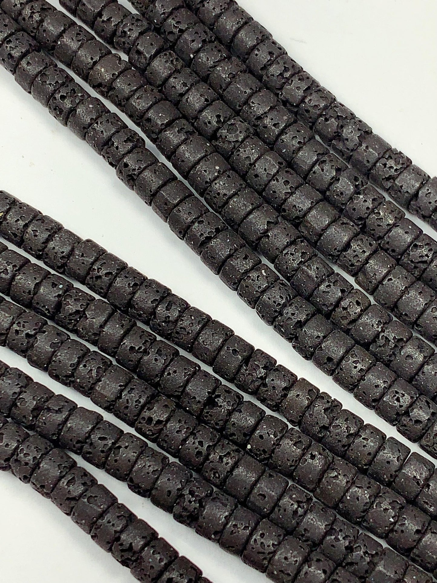 2x4mm Natural Black Volcanic Rock Lava Stone Heishi Disc Beads 15" Strand