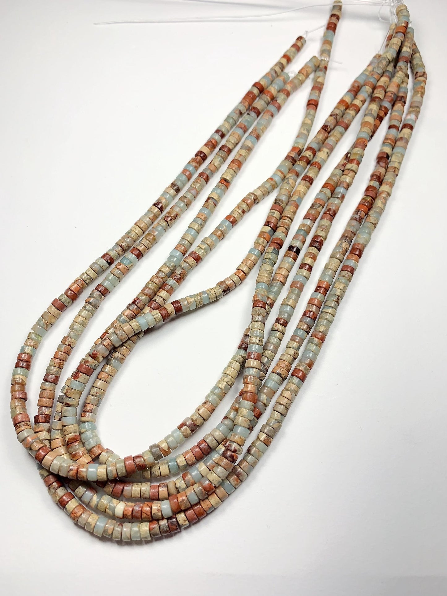 2x4mm Natural Agalmatolite Shoushan Stone Soapstone Heishi Disc Beads 15" Strand white gray red