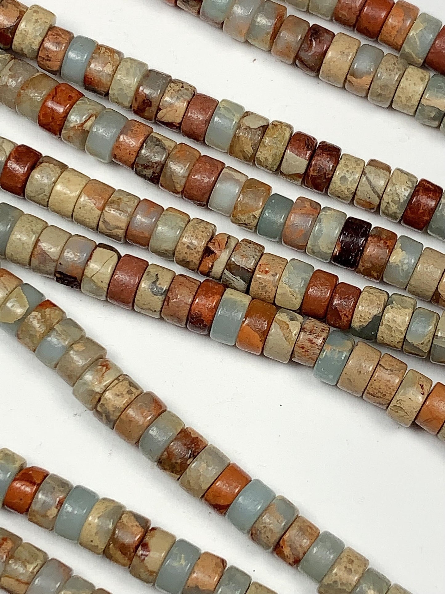 2x4mm Natural Agalmatolite Shoushan Stone Soapstone Heishi Disc Beads 15" Strand white gray red