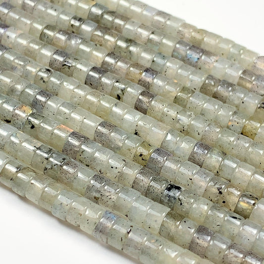 2x4mm Natural Translucency White Blue Rainbow Labradorite Heishi Disc Beads 15" Strand white gray red