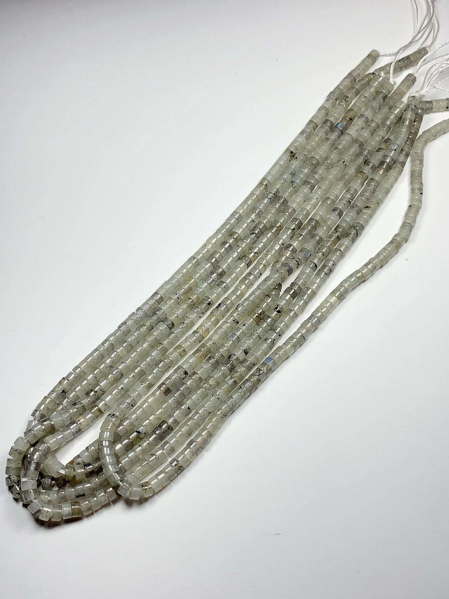 2x4mm Natural Translucency White Blue Rainbow Labradorite Heishi Disc Beads 15" Strand white gray red