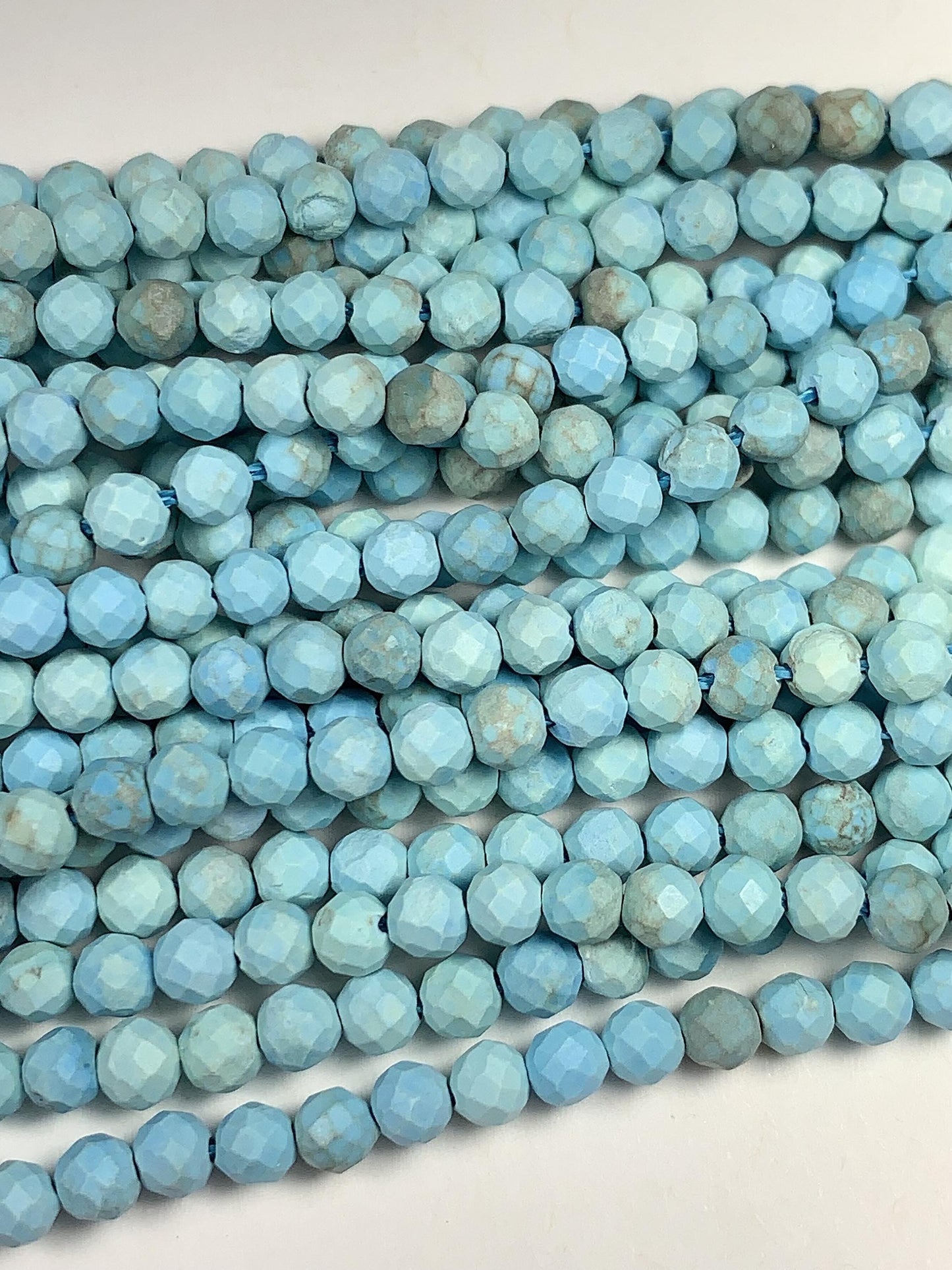 4mm Natural Blue Turquoise Faceted Round Beads Strand 15.5" Gemstone