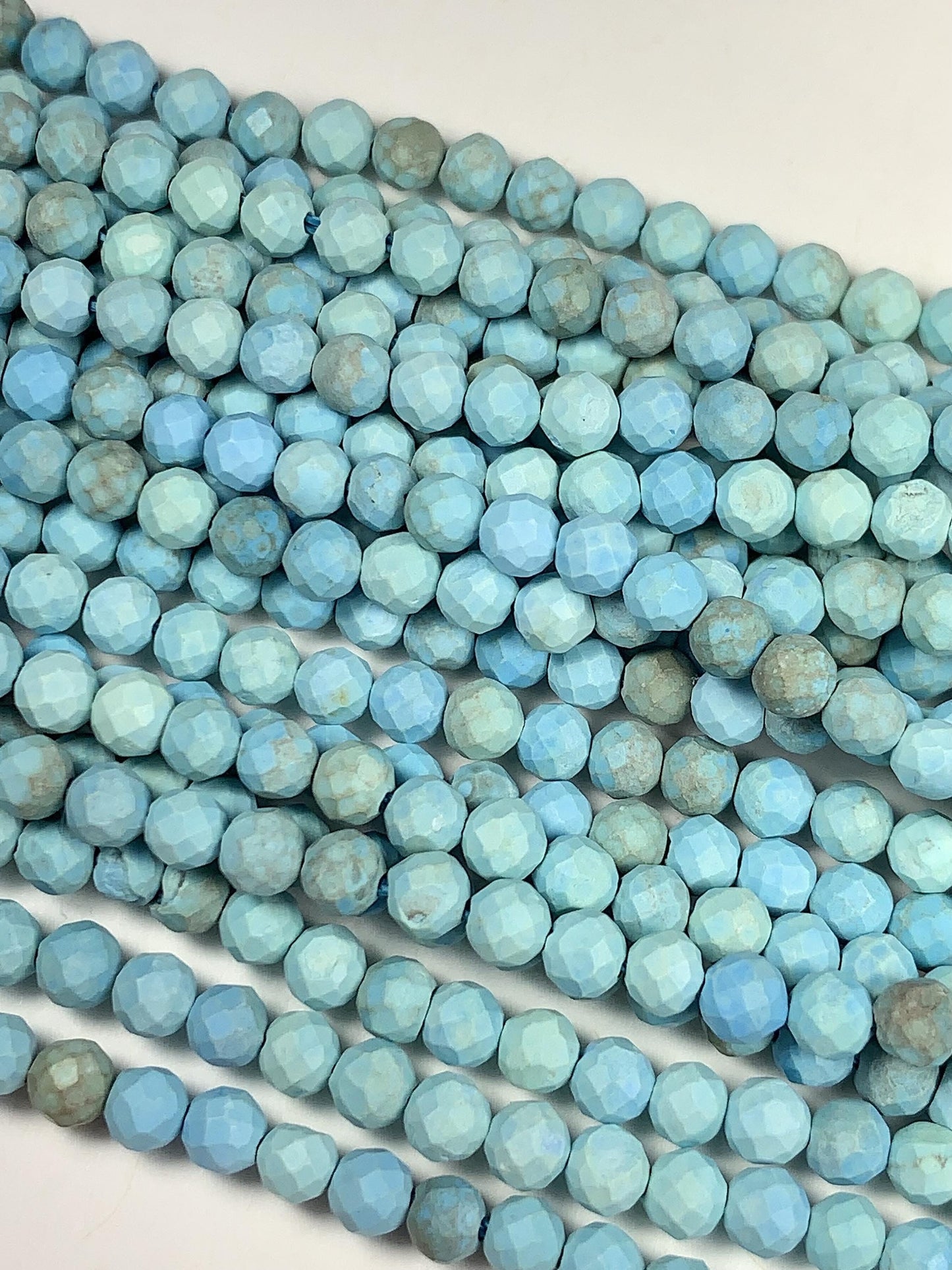 4mm Natural Blue Turquoise Faceted Round Beads Strand 15.5" Gemstone