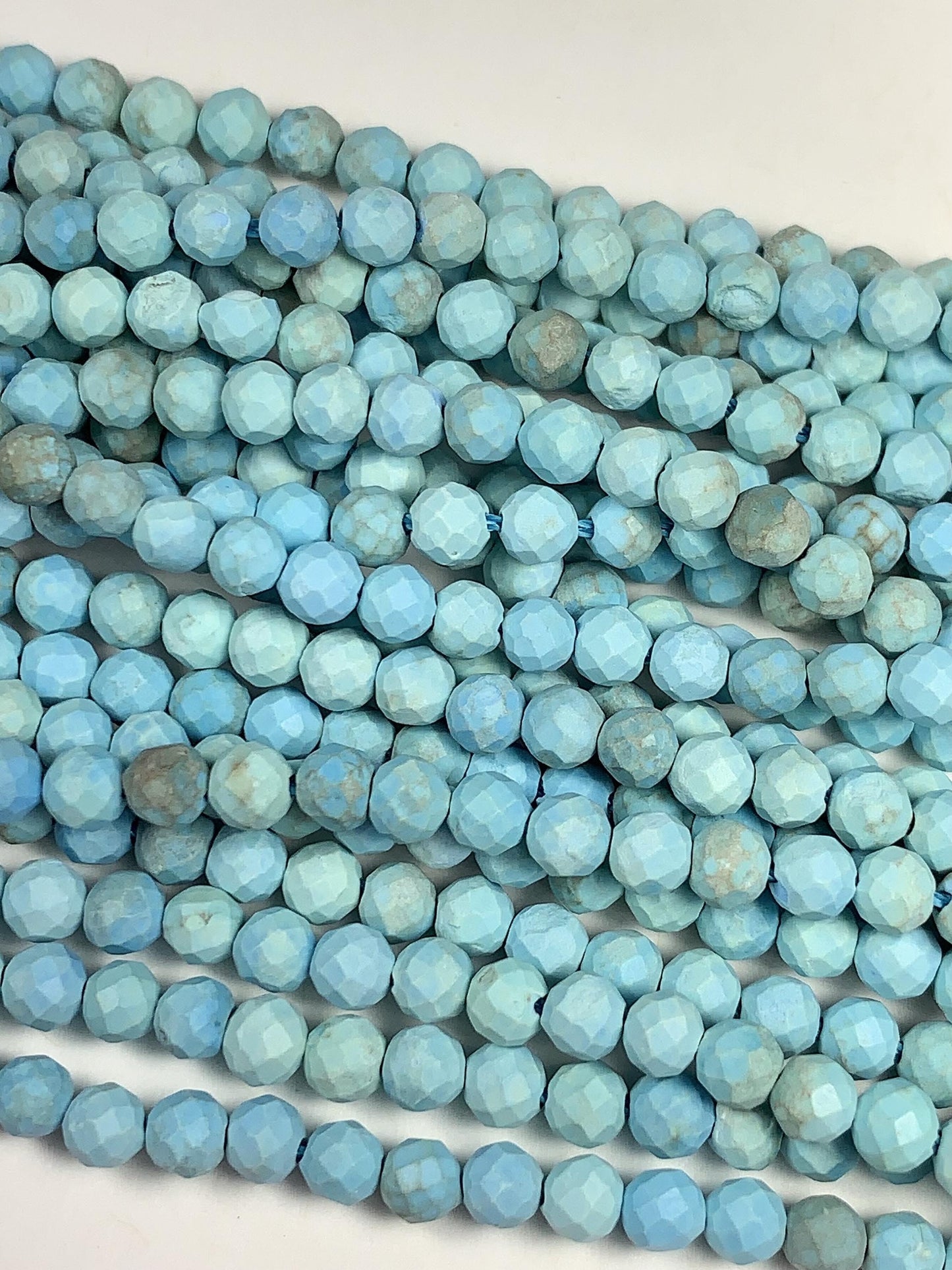 4mm Natural Blue Turquoise Faceted Round Beads Strand 15.5" Gemstone