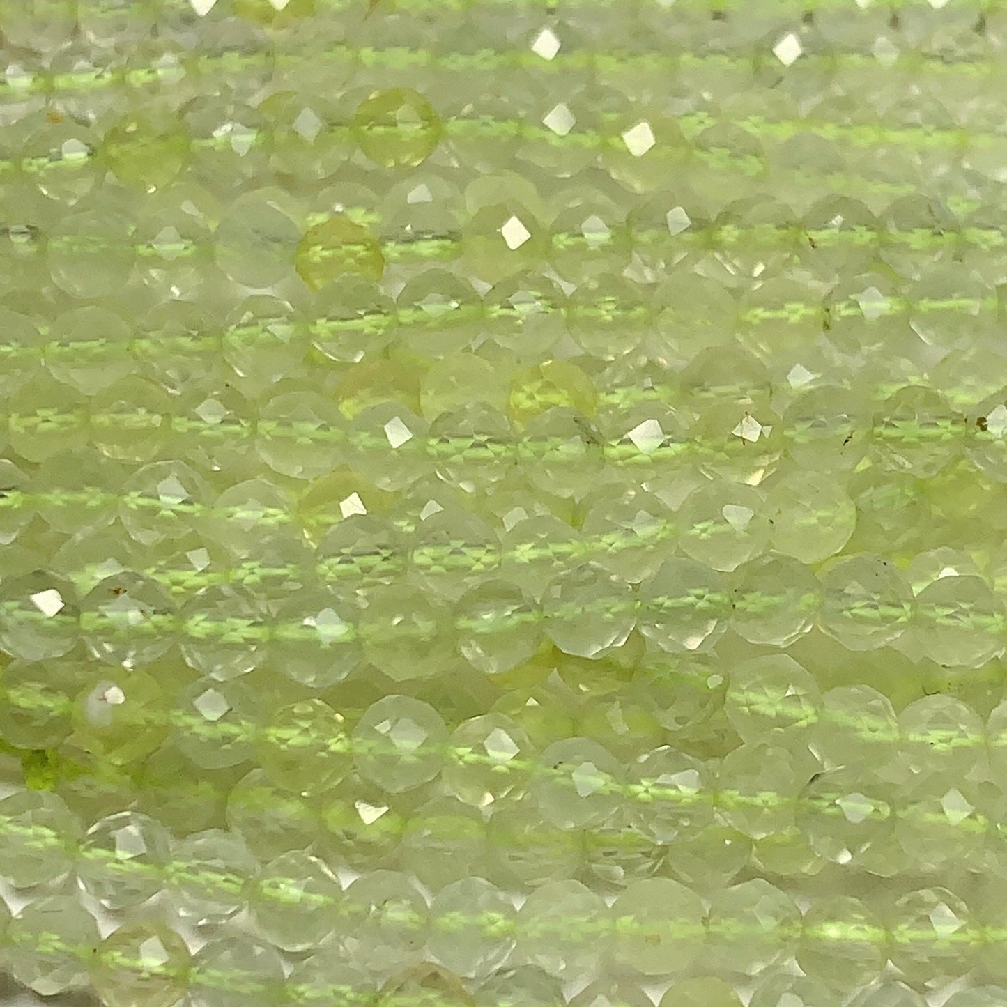 AAA Natural Translucent Yellowish Green Prehnite Faceted Round Beads Strand 15.5 Gemstone