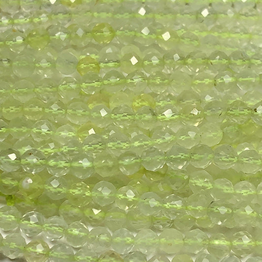 AAA Natural Translucent Yellowish Green Prehnite Faceted Round Beads Strand 15.5 Gemstone