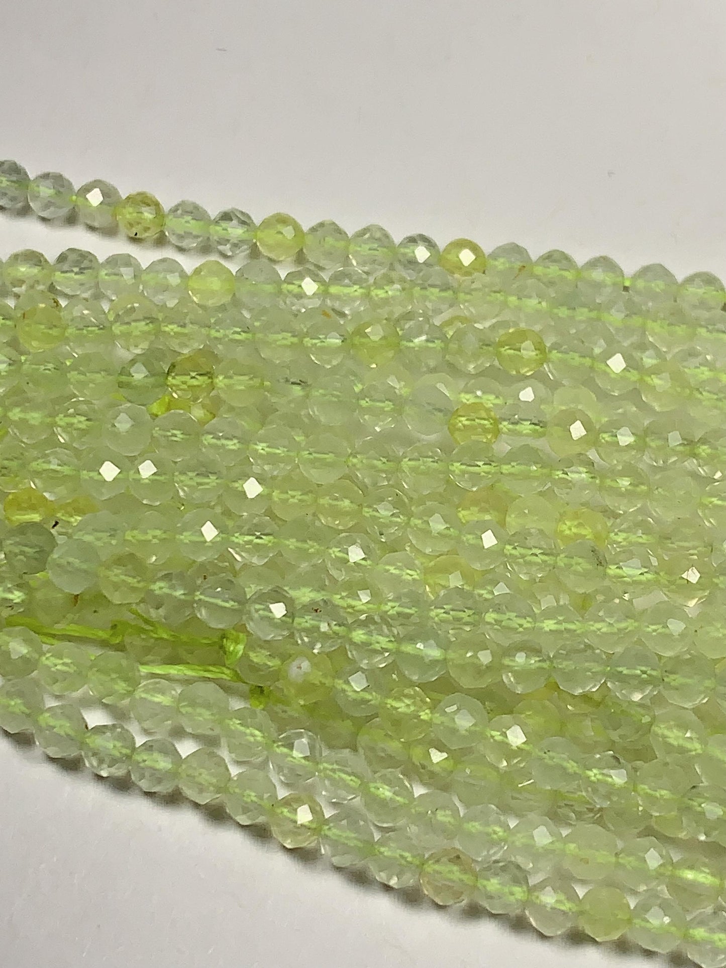 AAA Natural Translucent Yellowish Green Prehnite Faceted Round Beads Strand 15.5 Gemstone