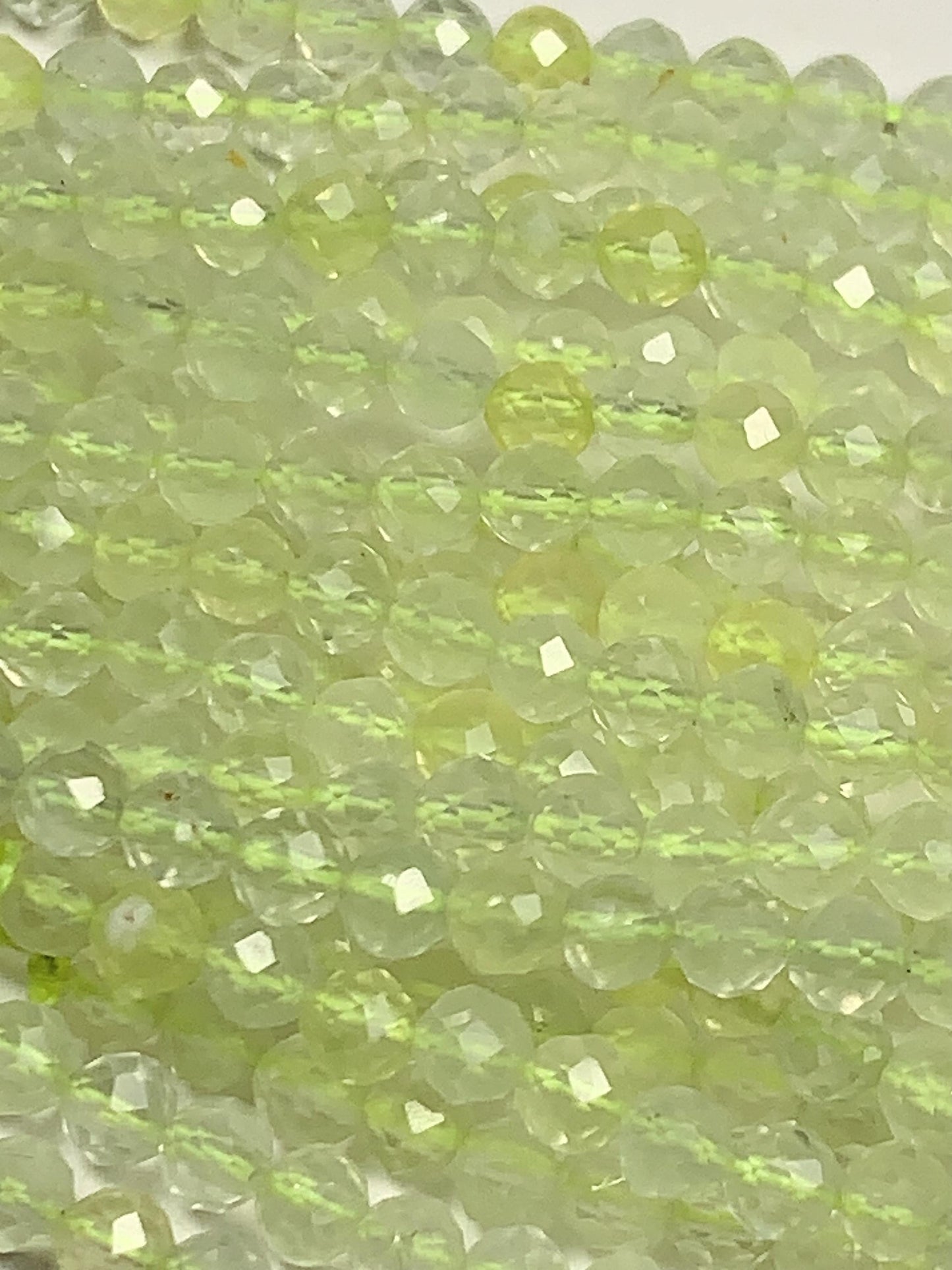 AAA Natural Translucent Yellowish Green Prehnite Faceted Round Beads Strand 15.5 Gemstone
