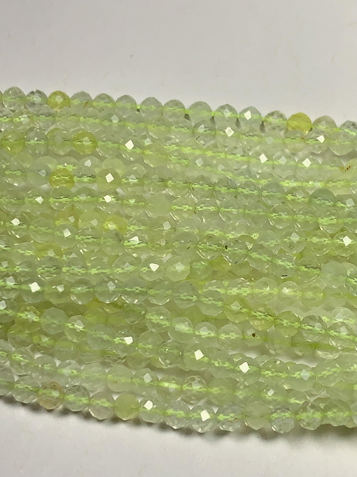 AAA Natural Translucent Yellowish Green Prehnite Faceted Round Beads Strand 15.5 Gemstone