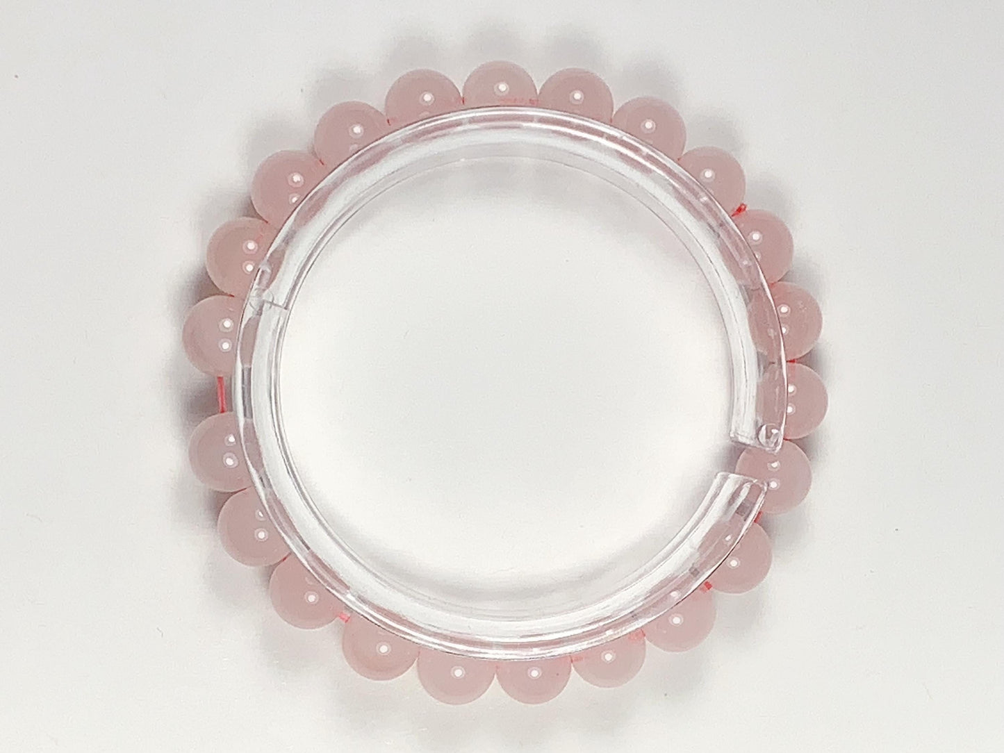 AAA Natural Madagascar Peach Baby Pink Rose Stretch Bracelet Smooth Round  Beads Gemstone