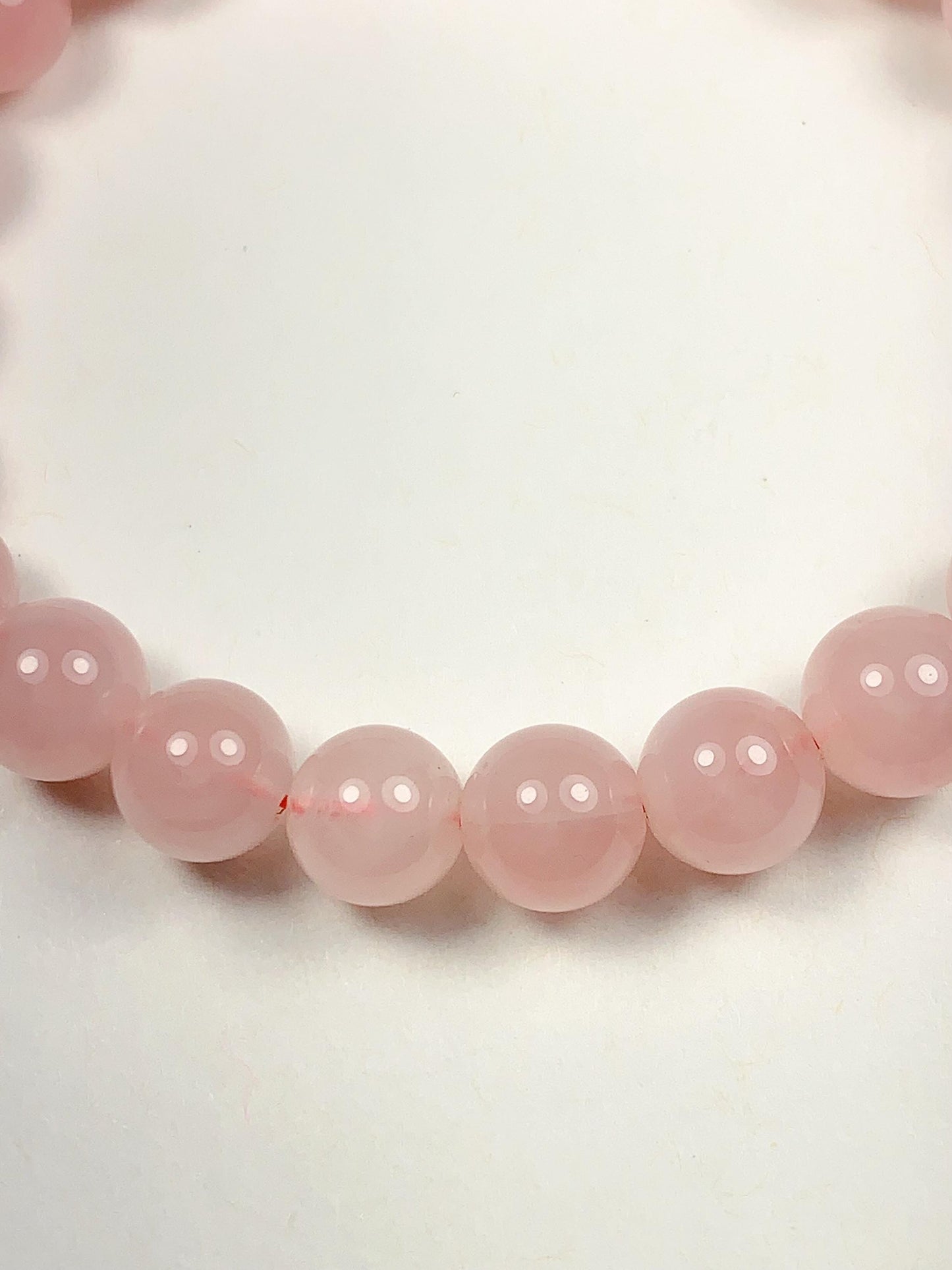 AAA Natural Madagascar Peach Baby Pink Rose Stretch Bracelet Smooth Round  Beads Gemstone