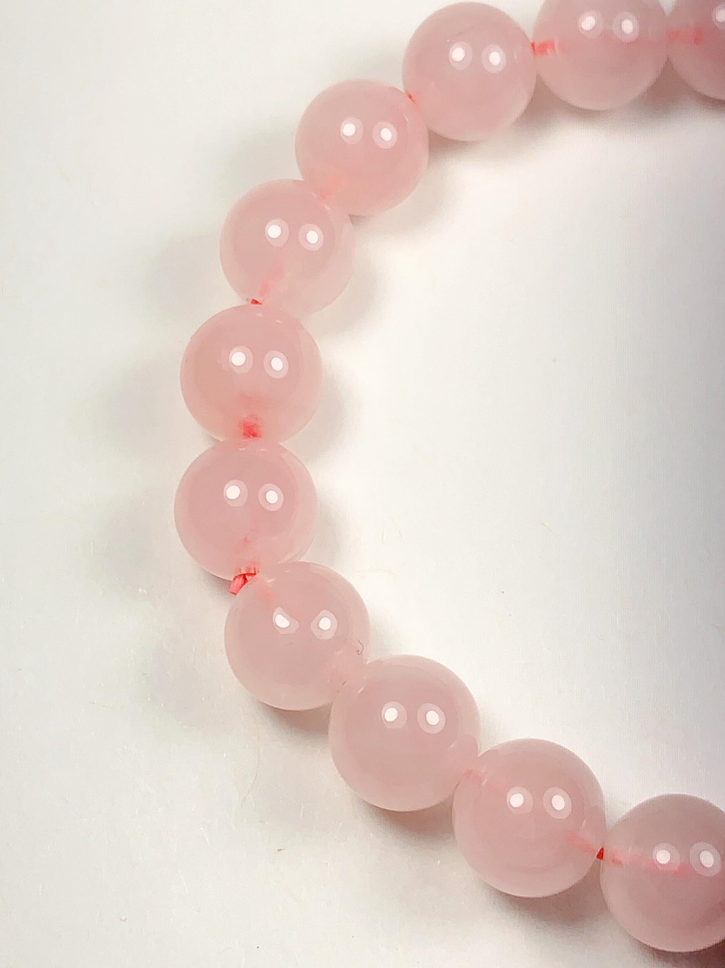 AAA Natural Madagascar Peach Baby Pink Rose Stretch Bracelet Smooth Round  Beads Gemstone