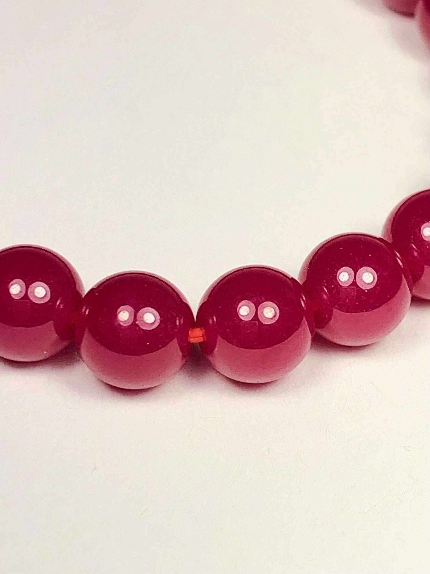 Red Ruby Laboratory-grown Stretch Bracelet Smooth Round  Beads Gemstone