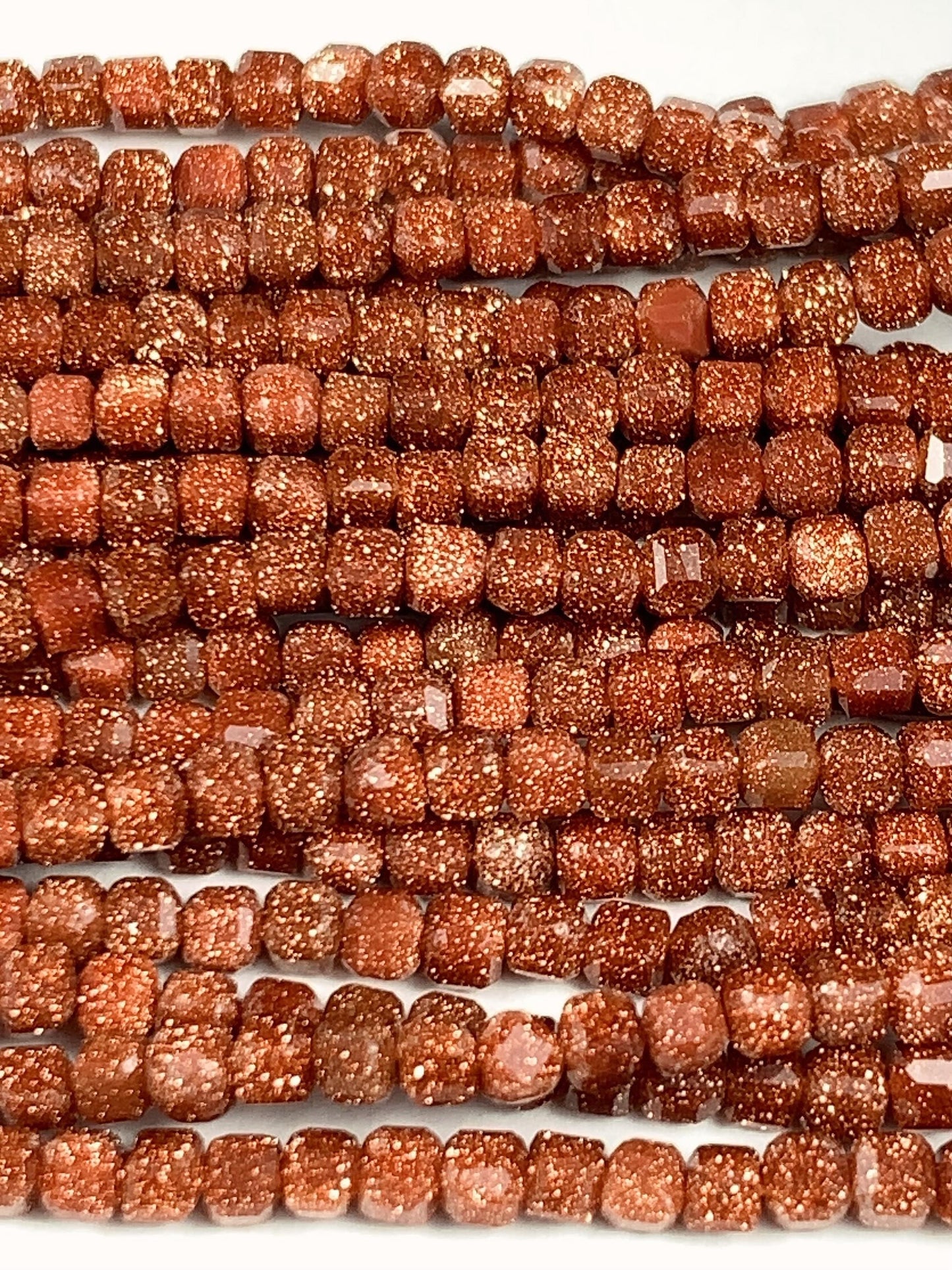 2.5mm Orange Brown Goldstone Sandstone Faceted Cube Square Beads 15.5 Strand