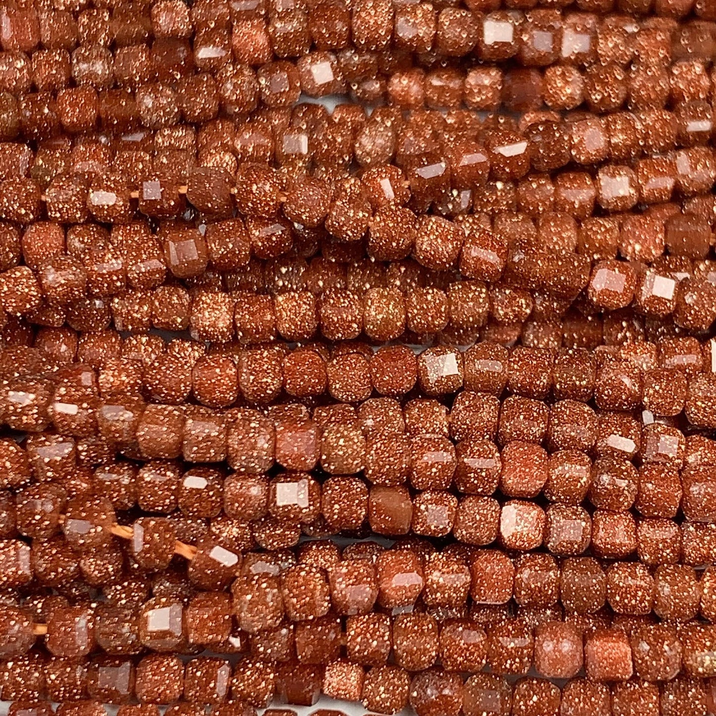 2.5mm Orange Brown Goldstone Sandstone Faceted Cube Square Beads 15.5 Strand
