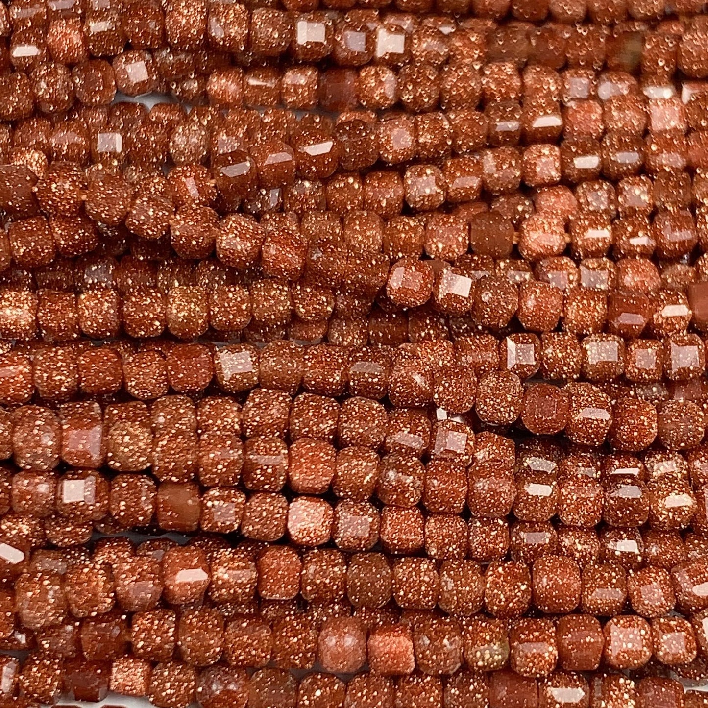 2.5mm Orange Brown Goldstone Sandstone Faceted Cube Square Beads 15.5 Strand