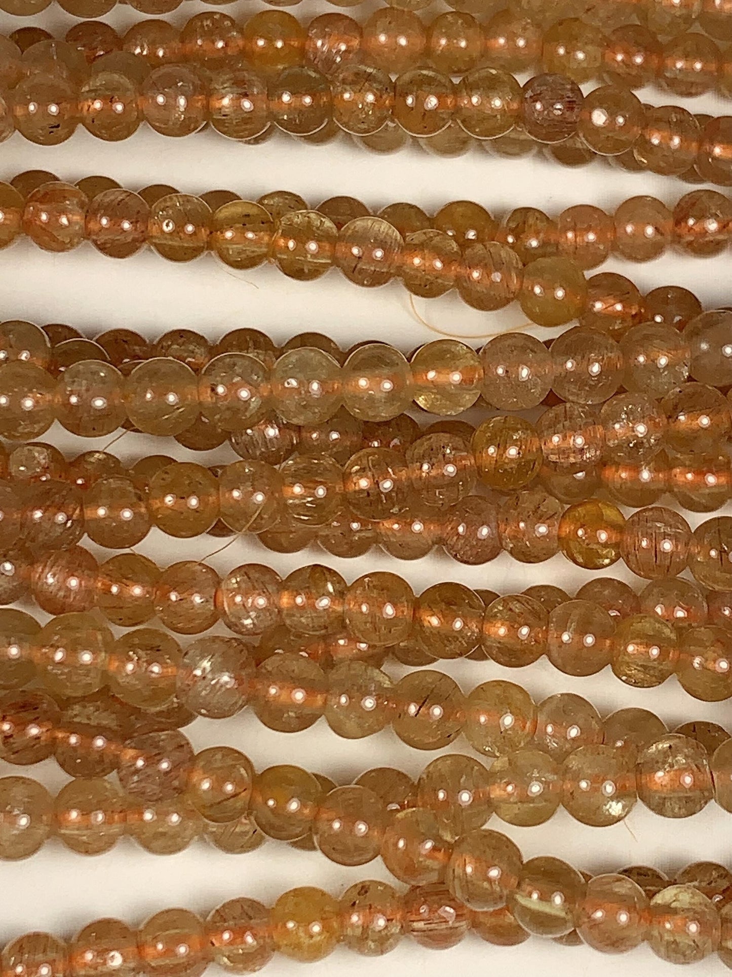 4mm Natural Gold  Yellow Apatite Smooth Round  Beads:  Genuine Gemstone 15.5" Strand Golden