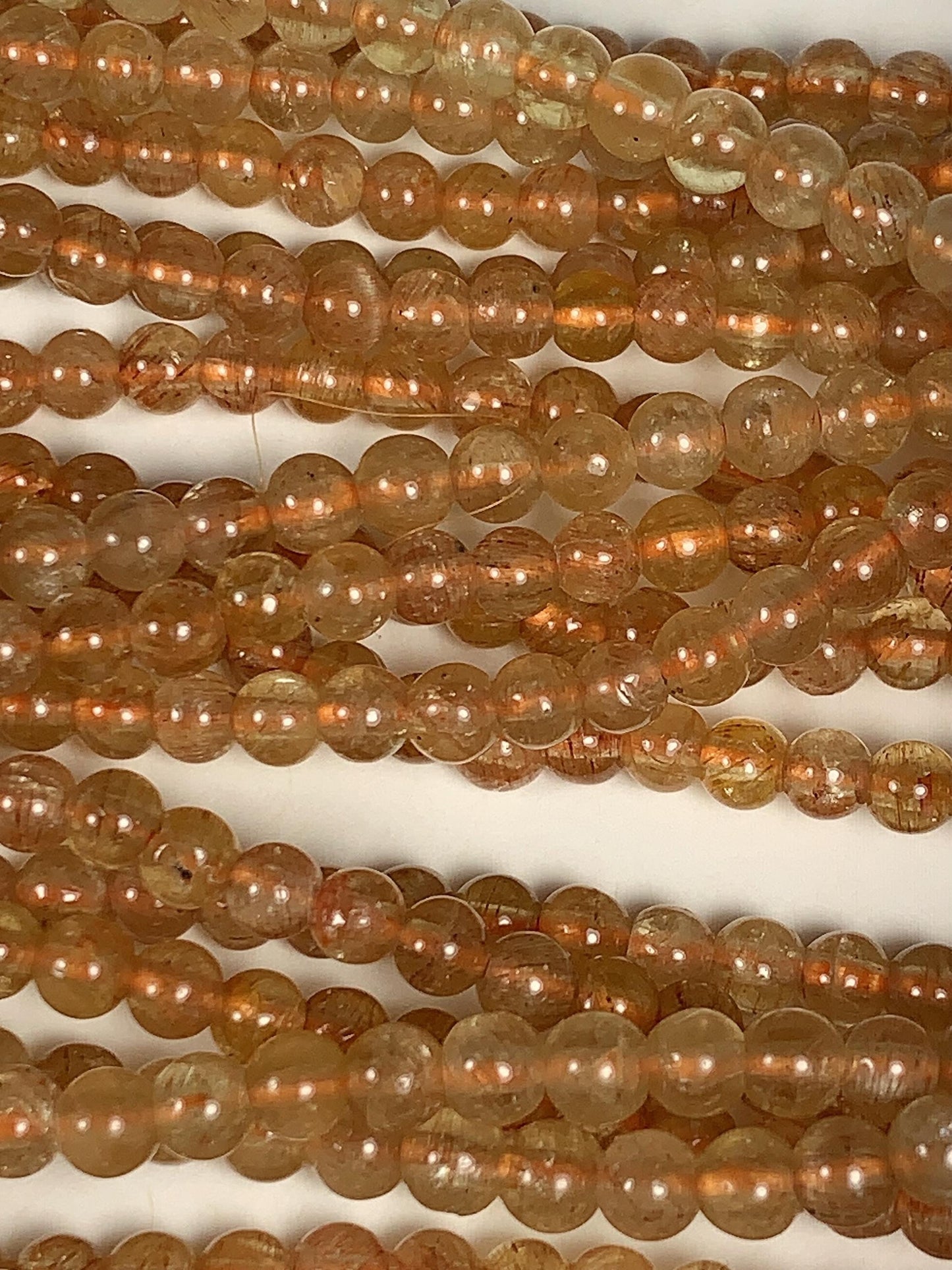 4mm Natural Gold  Yellow Apatite Smooth Round  Beads:  Genuine Gemstone 15.5" Strand Golden