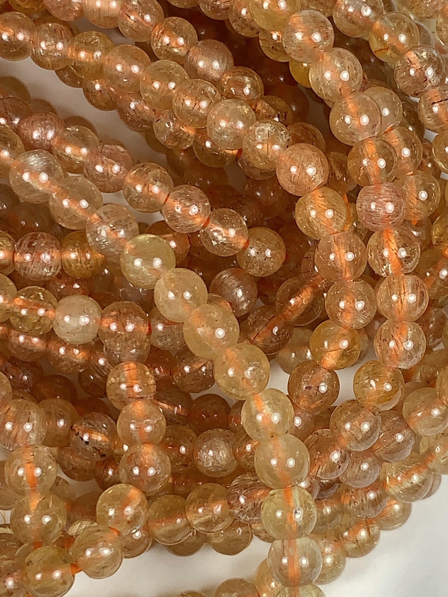 4mm Natural Gold  Yellow Apatite Smooth Round  Beads:  Genuine Gemstone 15.5" Strand Golden
