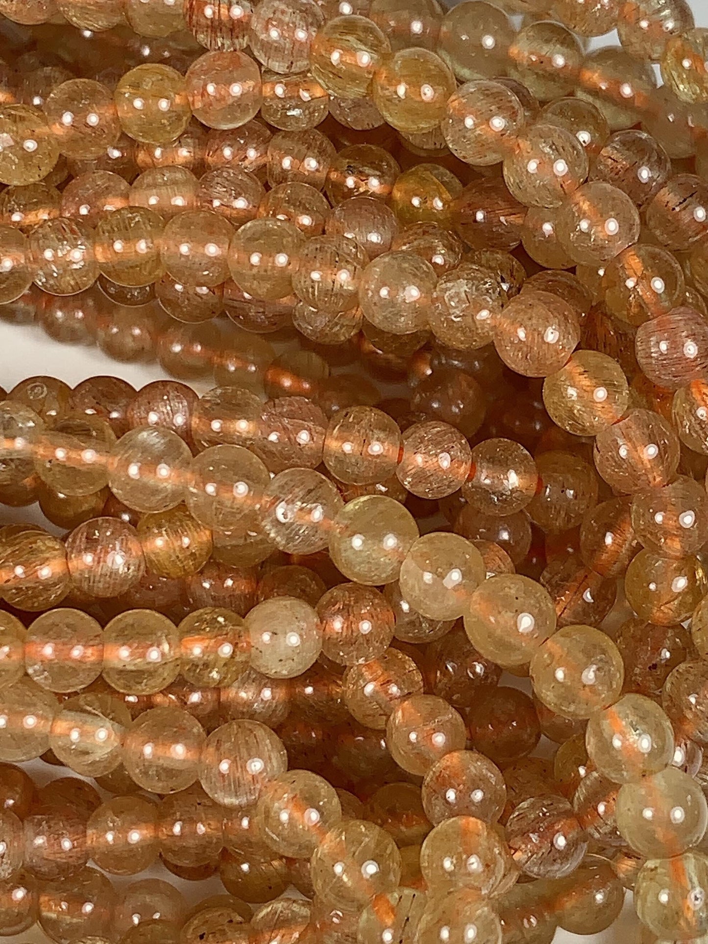 4mm Natural Gold  Yellow Apatite Smooth Round  Beads:  Genuine Gemstone 15.5" Strand Golden