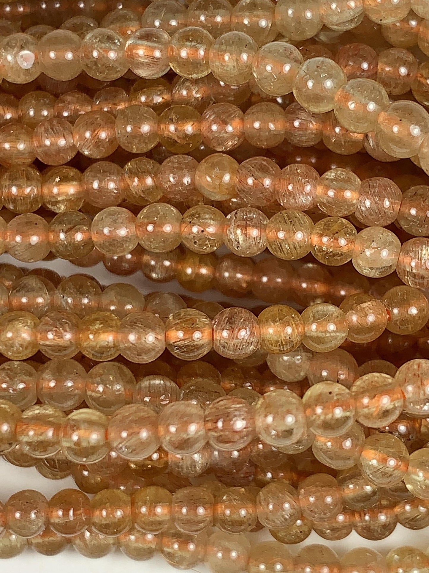 4mm Natural Gold  Yellow Apatite Smooth Round  Beads:  Genuine Gemstone 15.5" Strand Golden