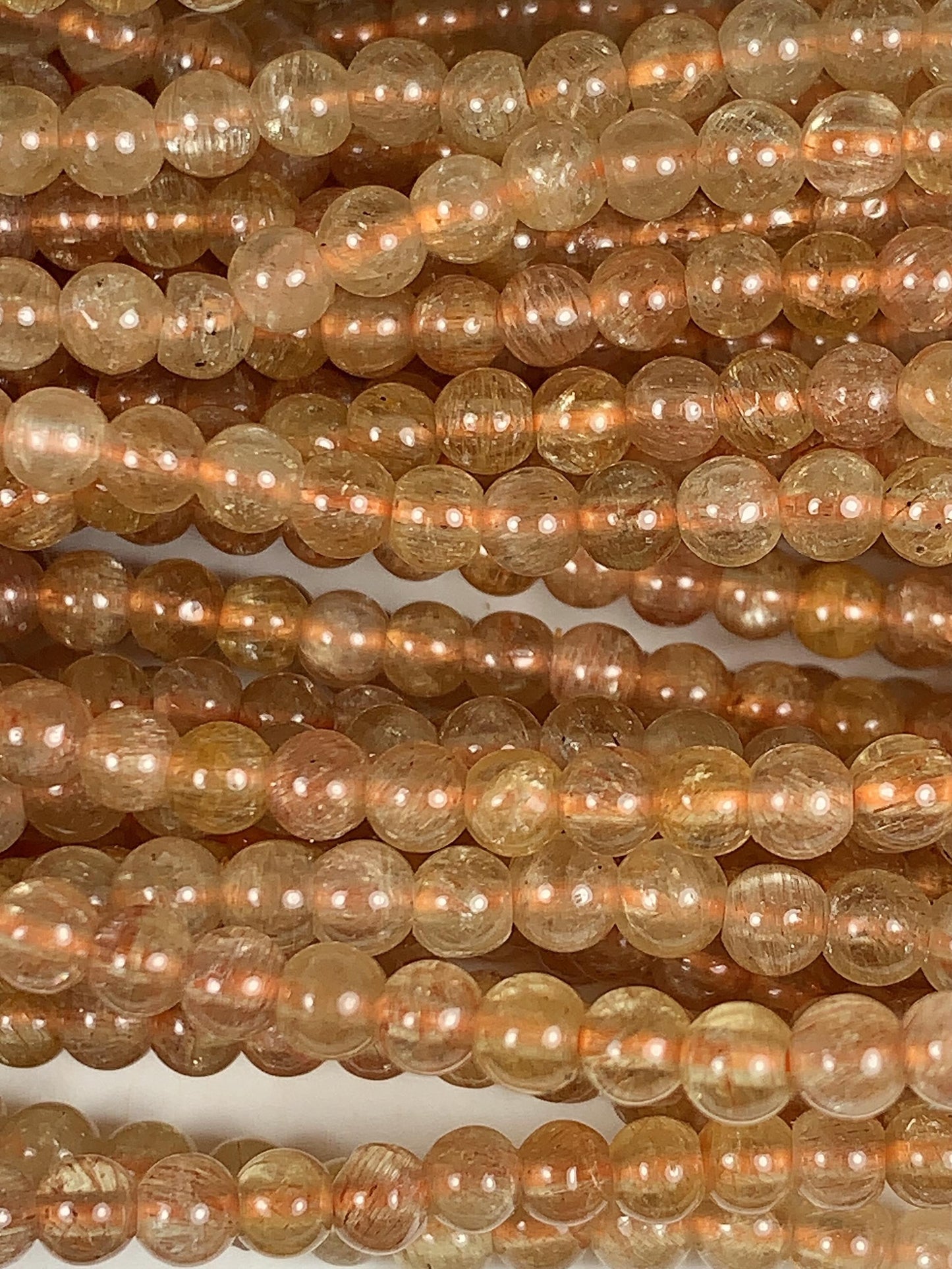 4mm Natural Gold  Yellow Apatite Smooth Round  Beads:  Genuine Gemstone 15.5" Strand Golden