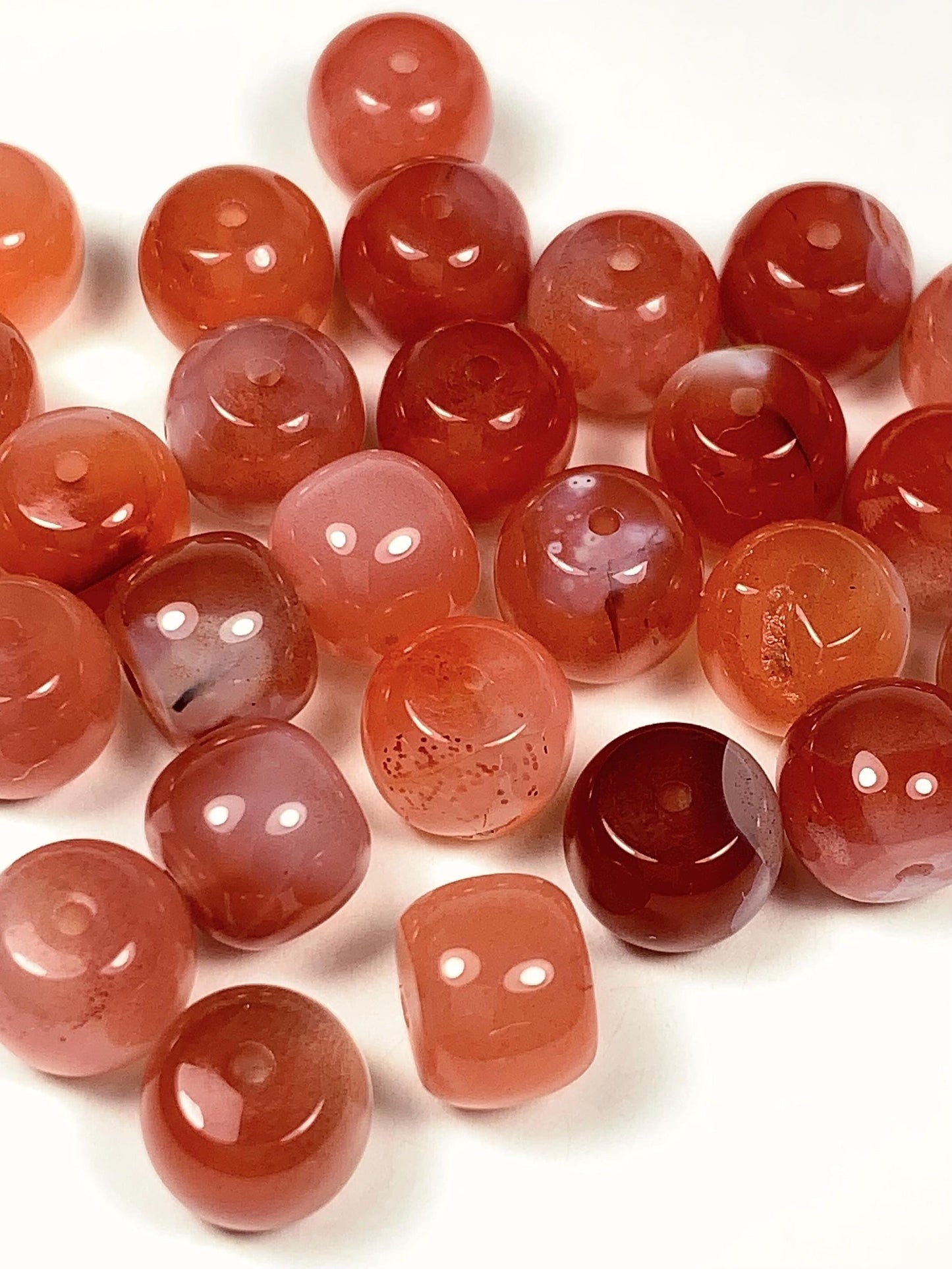 10 pcs Natural Translucent Red Agate Barrel Shape Smooth Beads  7x8mm
