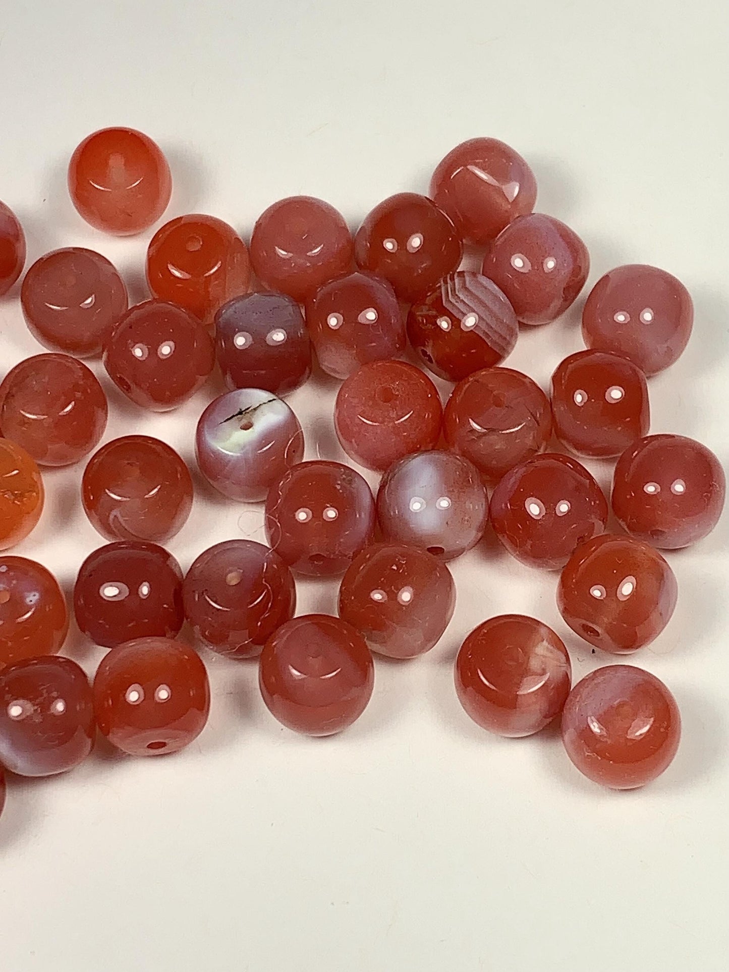 10 pcs Natural Translucent Red Agate Barrel Shape Smooth Beads  7x8mm