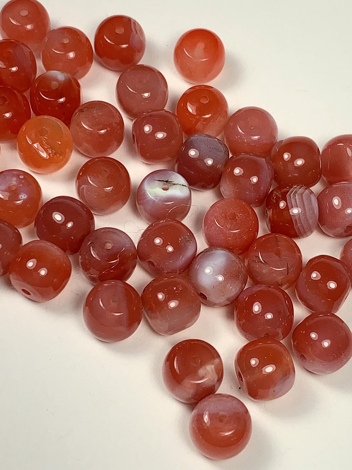 10 pcs Natural Translucent Red Agate Barrel Shape Smooth Beads  7x8mm