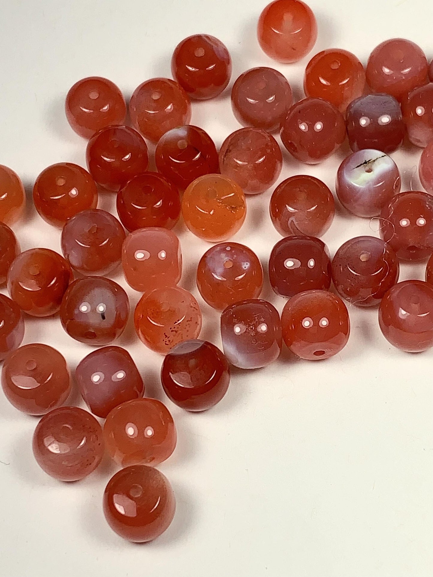 10 pcs Natural Translucent Red Agate Barrel Shape Smooth Beads  7x8mm