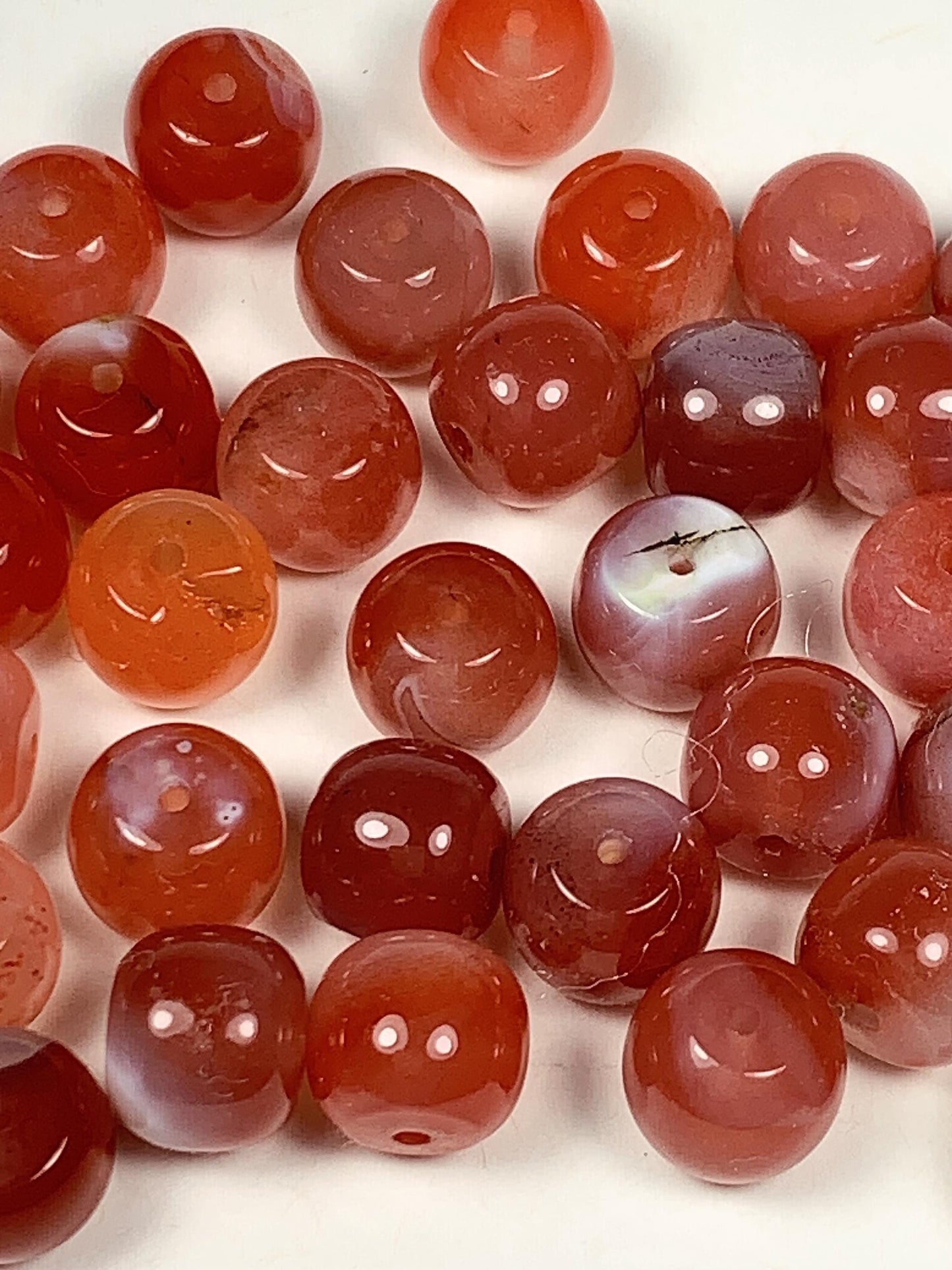 10 pcs Natural Translucent Red Agate Barrel Shape Smooth Beads  7x8mm