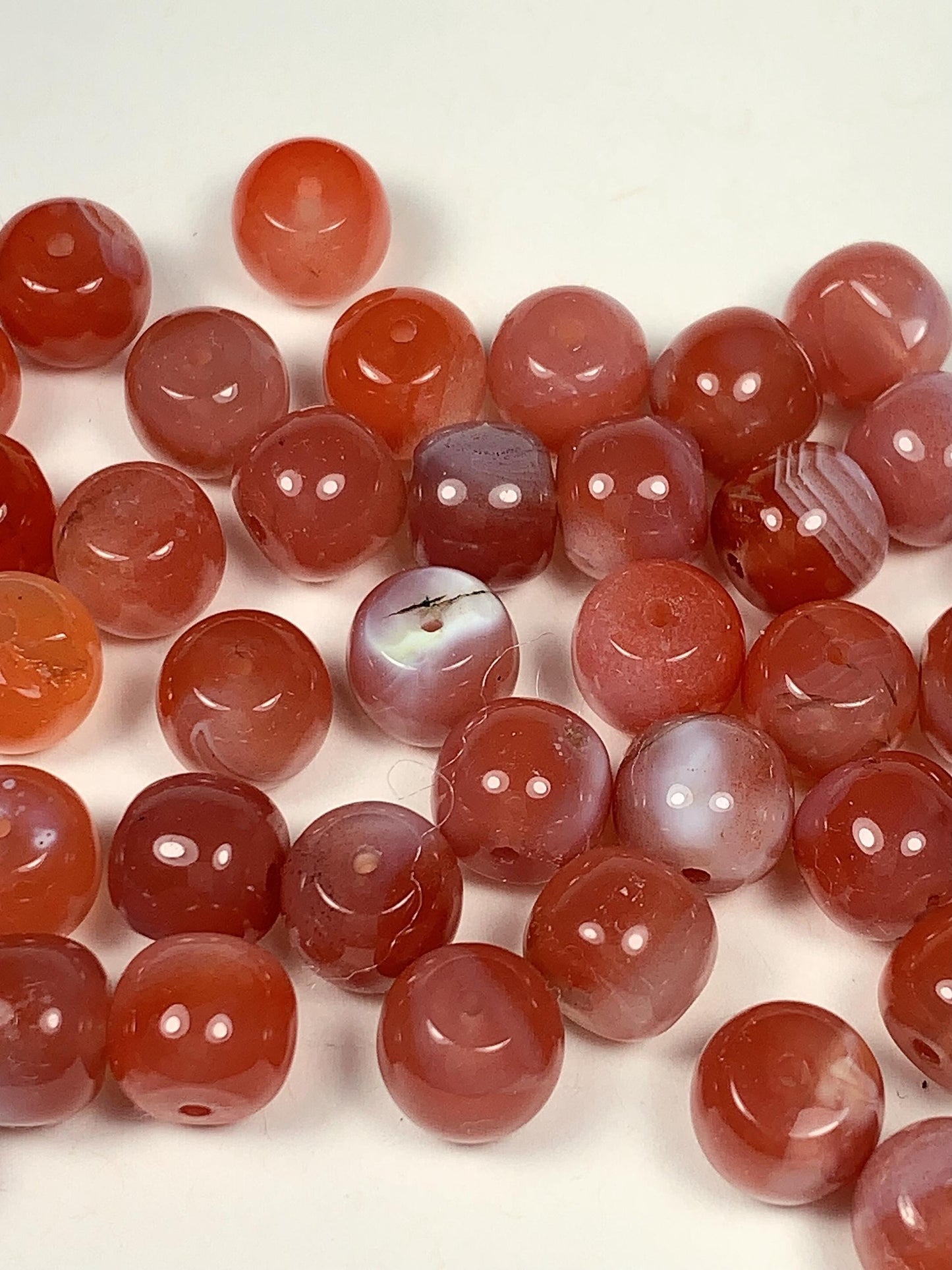 10 pcs Natural Translucent Red Agate Barrel Shape Smooth Beads  7x8mm