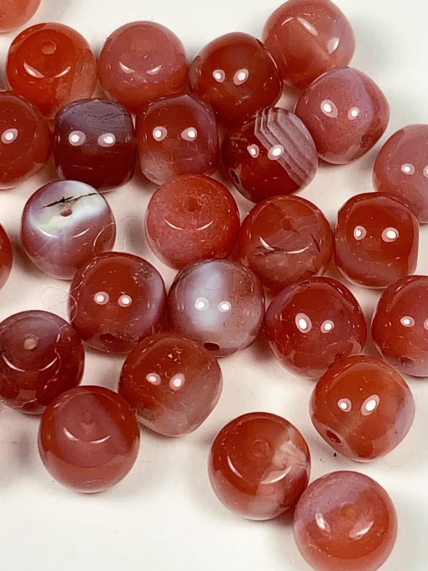 10 pcs Natural Translucent Red Agate Barrel Shape Smooth Beads  7x8mm