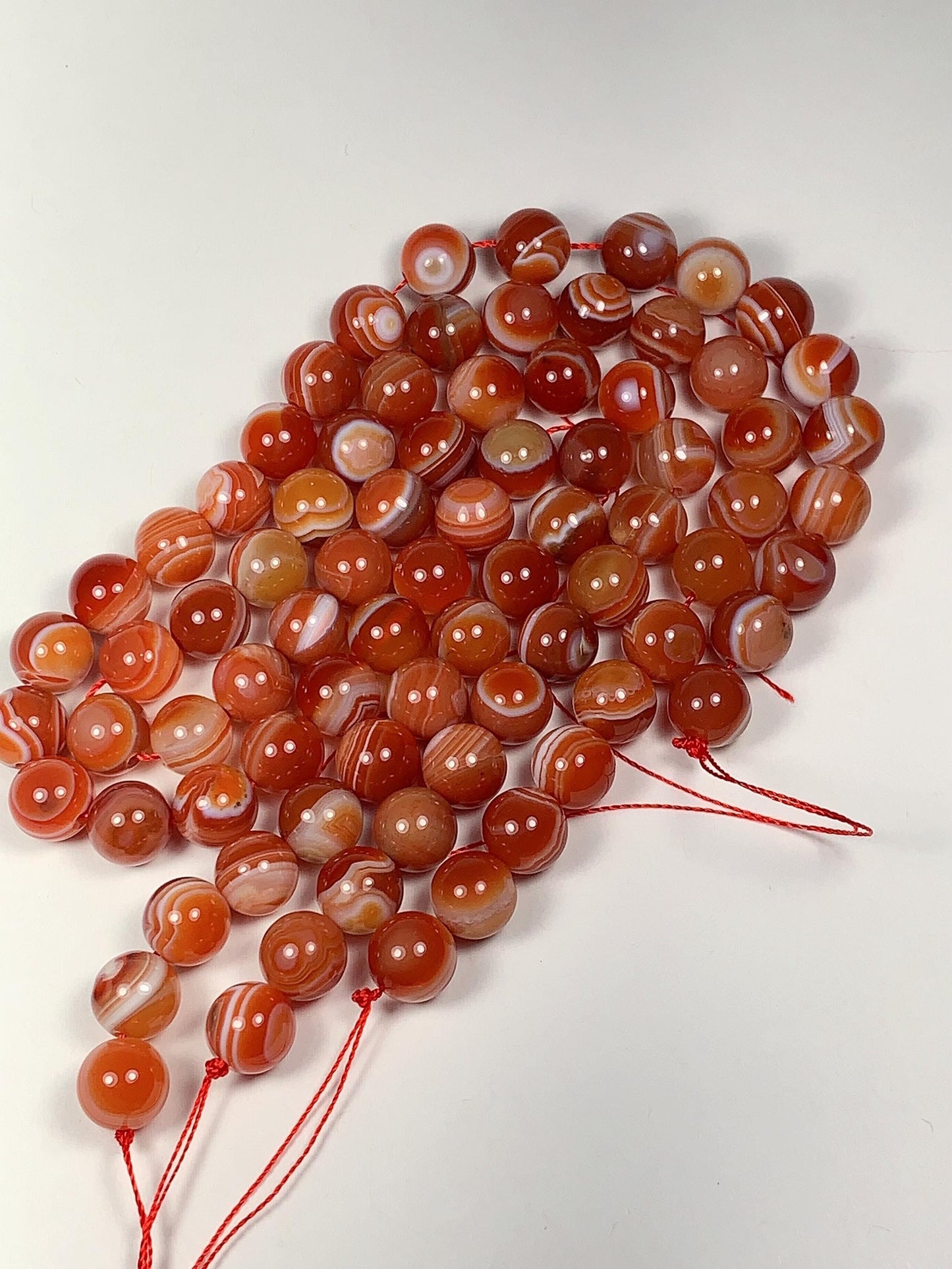 10mm AAA+ Natural Red Striped Agate Smooth Round Beads 15.5 Strand Gemstone