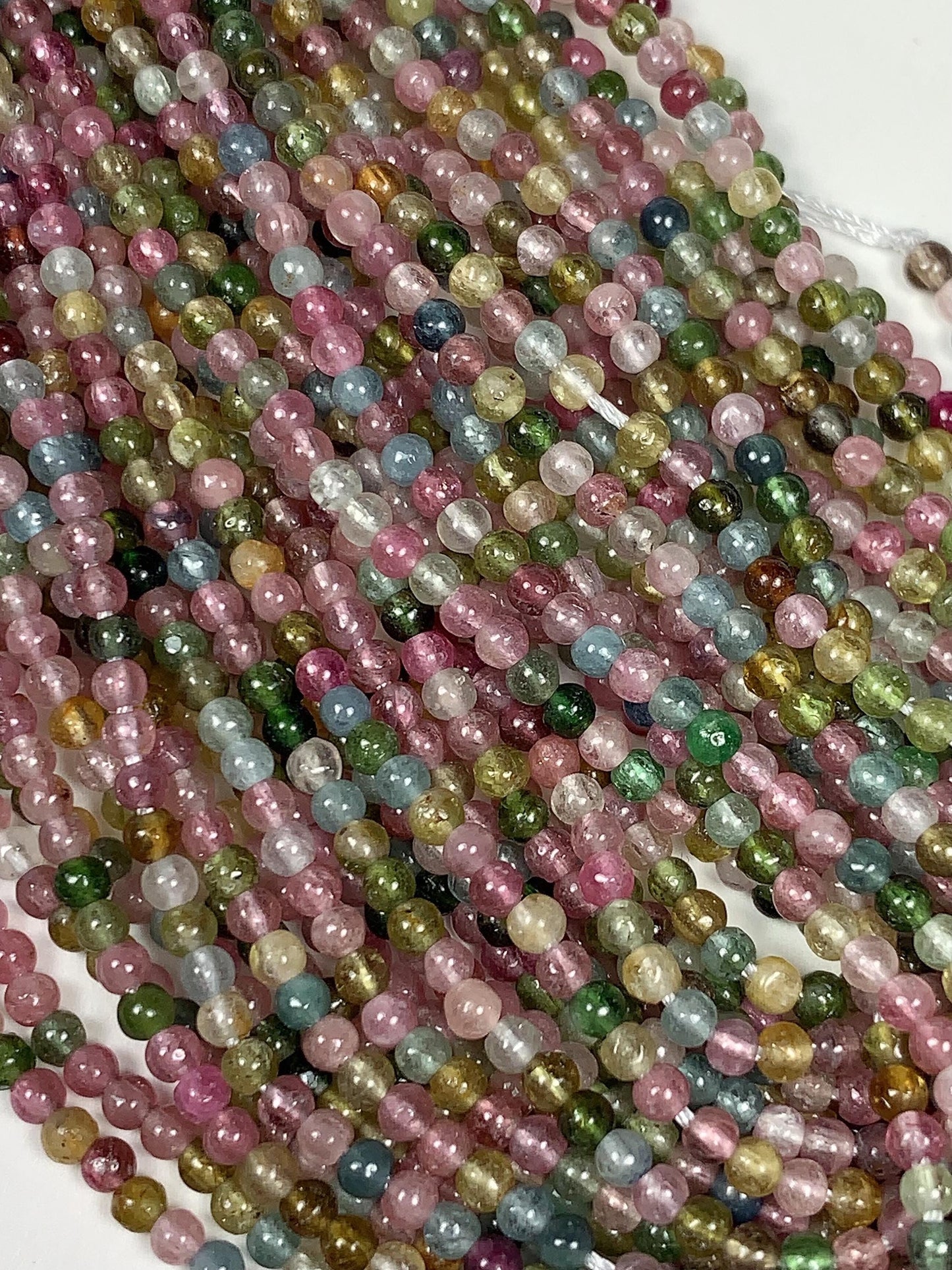 2mm Rainbow Tourmaline Smooth Round Beads: Natural Genuine Gemstone Strand 15.5  PH20251221