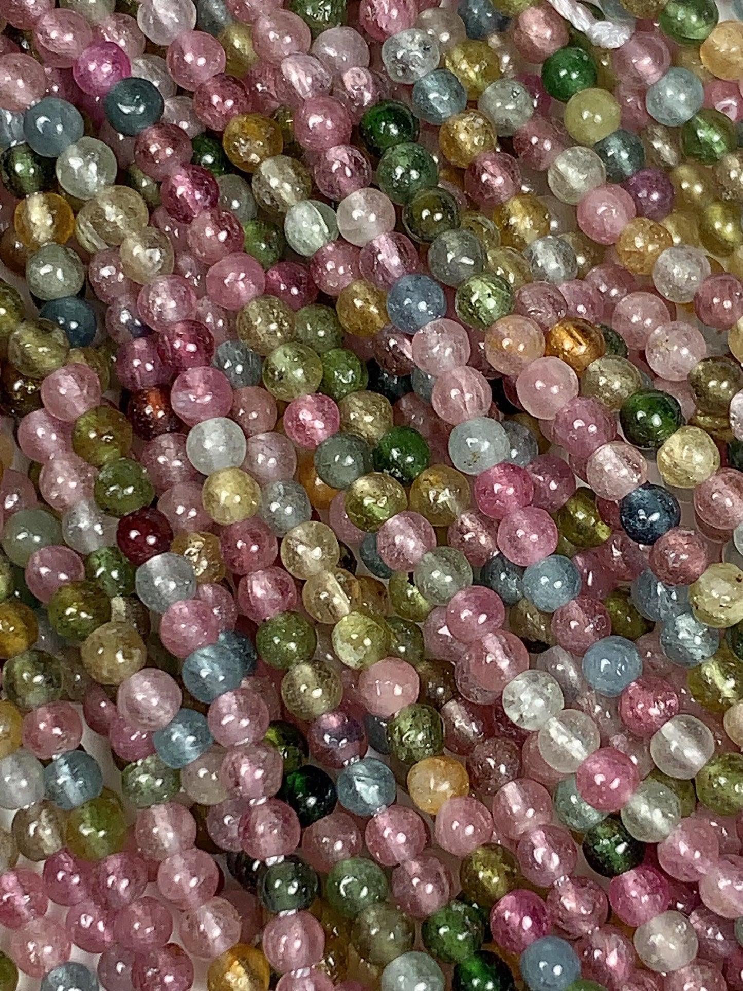 2mm Rainbow Tourmaline Smooth Round Beads: Natural Genuine Gemstone Strand 15.5  PH20251221