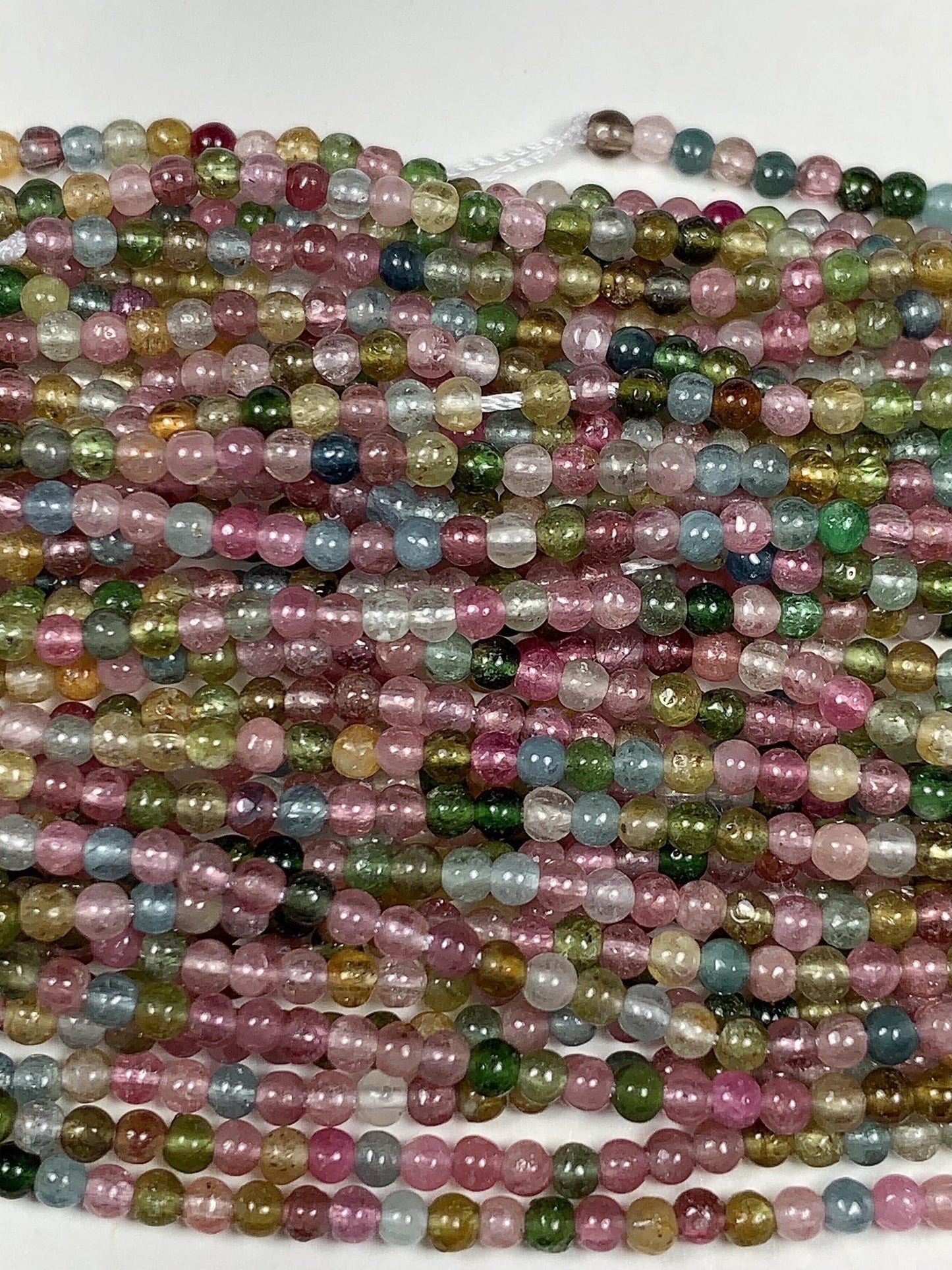 2mm Rainbow Tourmaline Smooth Round Beads: Natural Genuine Gemstone Strand 15.5  PH20251221