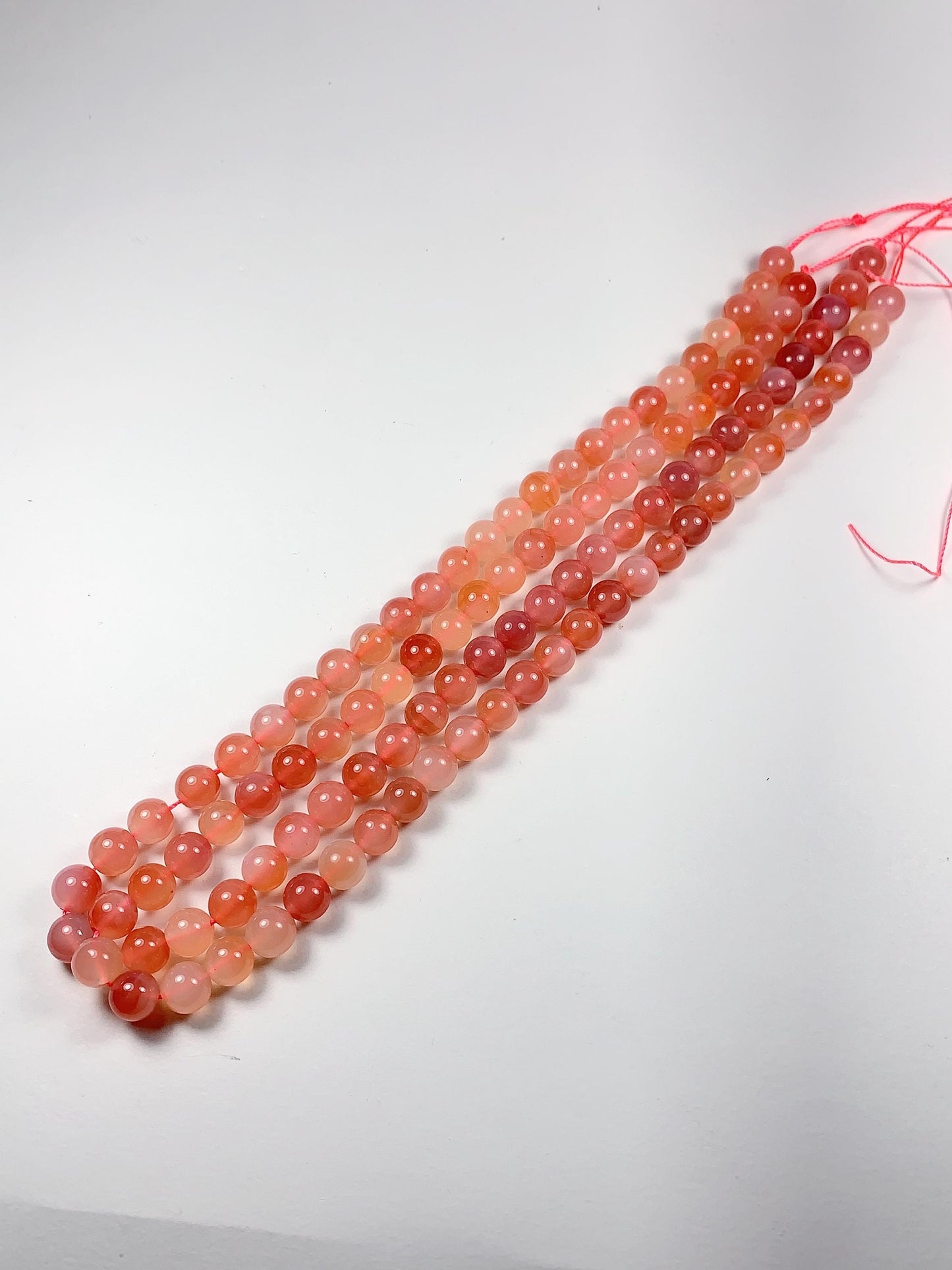 7.5 mm AAA Natural Translucent Peach Coral Pink Agate Smooth Round Beads 15.5“ Strand Genuine Gemstone