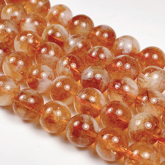 High Quality Natural Deep Yellow Golden Citrine Smooth Round Beads 15.5“ Strand Genuine Gemstone