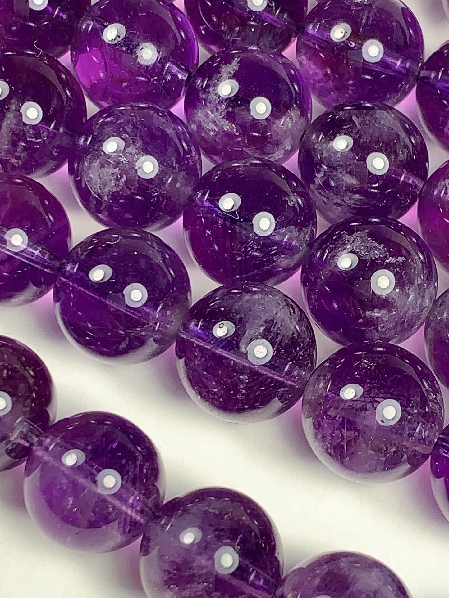 AAA Natural Transparent Amethyst Purple Hair Rutilated Quartz Smooth Round Beads - 15.5" Strand