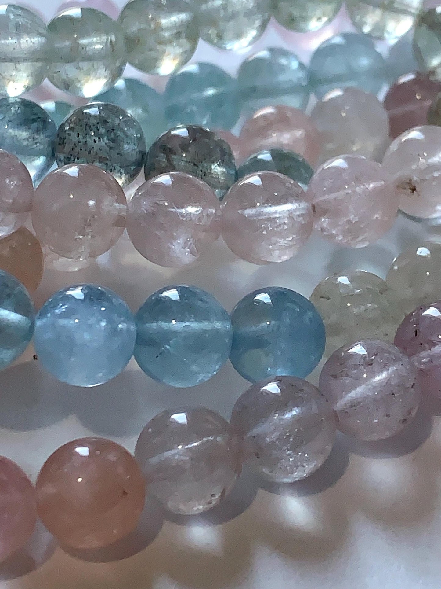 Natural Transparent Morganite Smooth Round Beads 15.5" Strand Gemstone 8mm