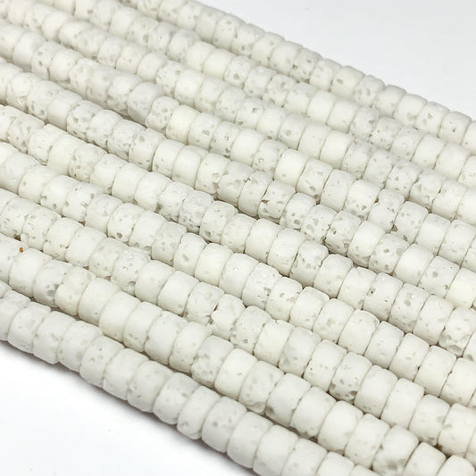 2x4mm Natural White Volcanic Rock Lava Stone Heishi Disc Beads 15" Strand