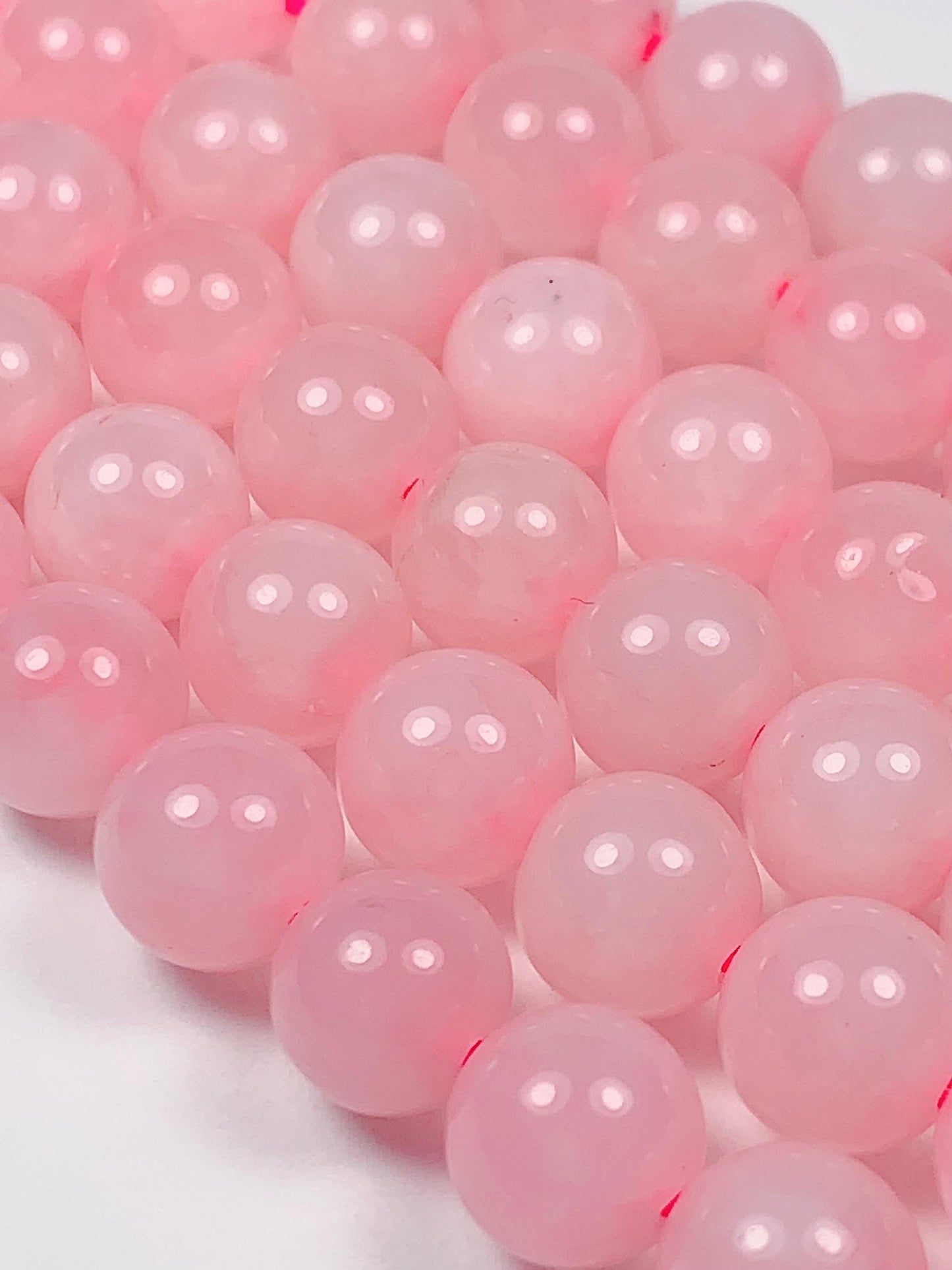 Natural Opaque Pink Rose Quartz Smooth Round  Beads Gemstone 15.5" Strand High Quality