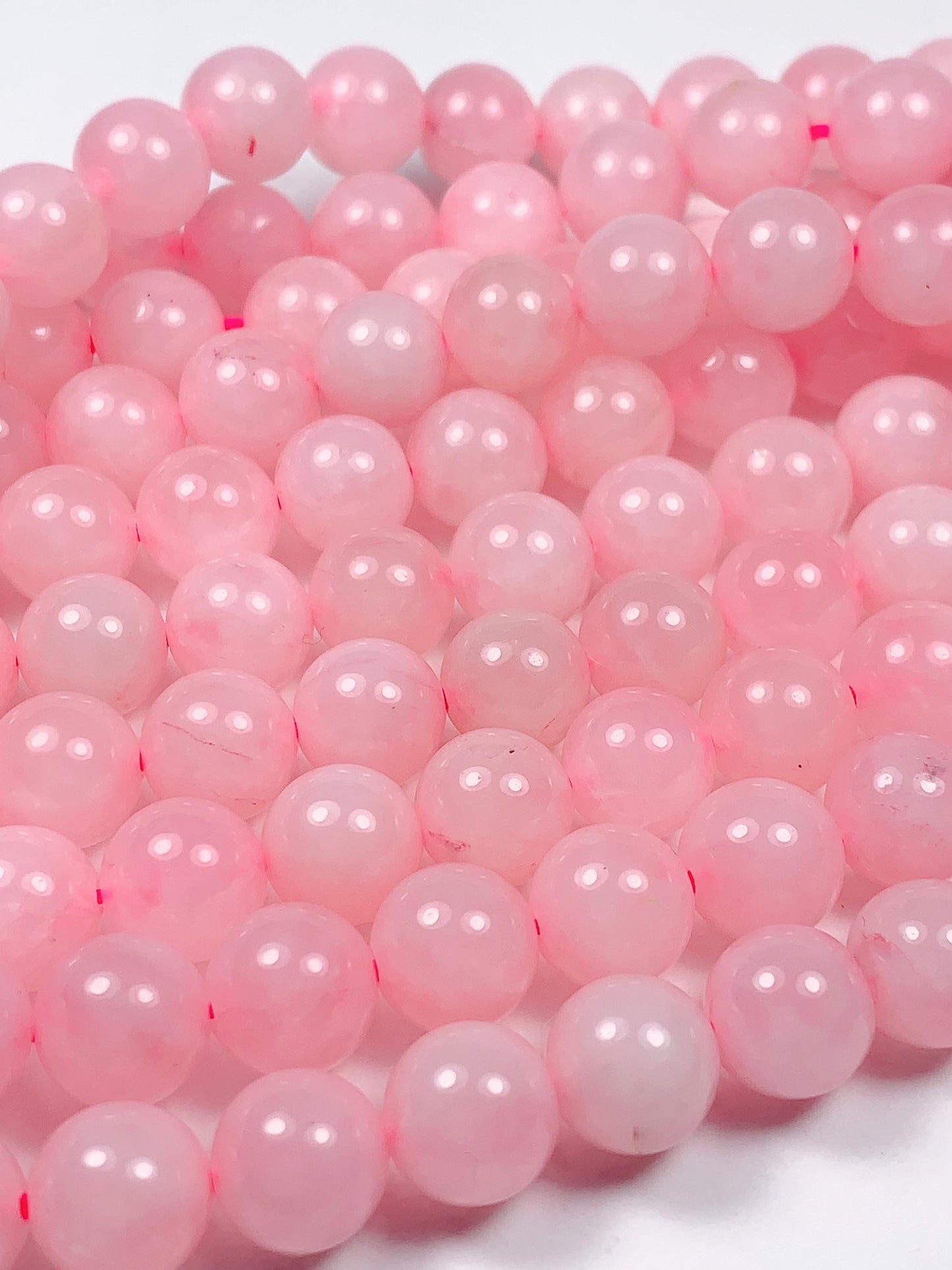 Natural Opaque Pink Rose Quartz Smooth Round  Beads Gemstone 15.5" Strand High Quality