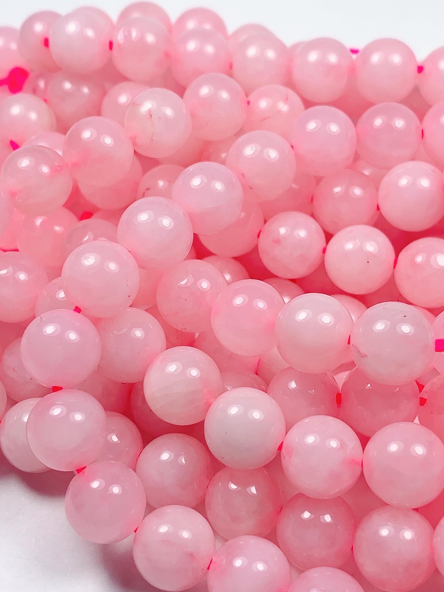 Natural Opaque Pink Rose Quartz Smooth Round  Beads Gemstone 15.5" Strand High Quality